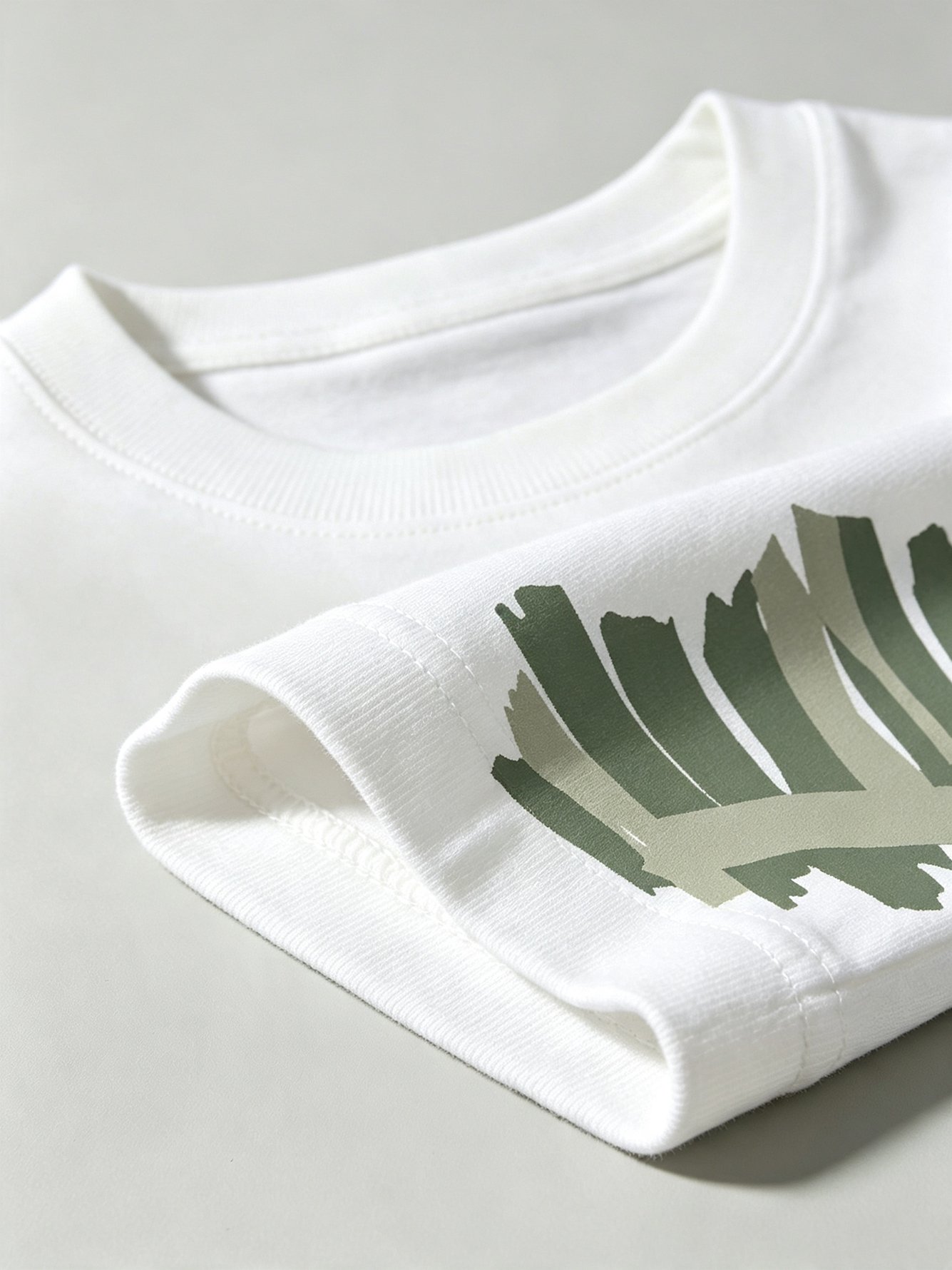 White Graphic Print Roll-Up Sleeves Knitted T-Shirt