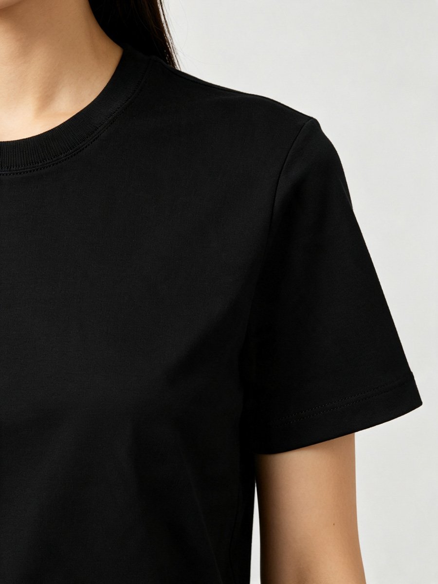 تيشيرت قطن بقصة عادية باللون الأسود وطبعة دب
