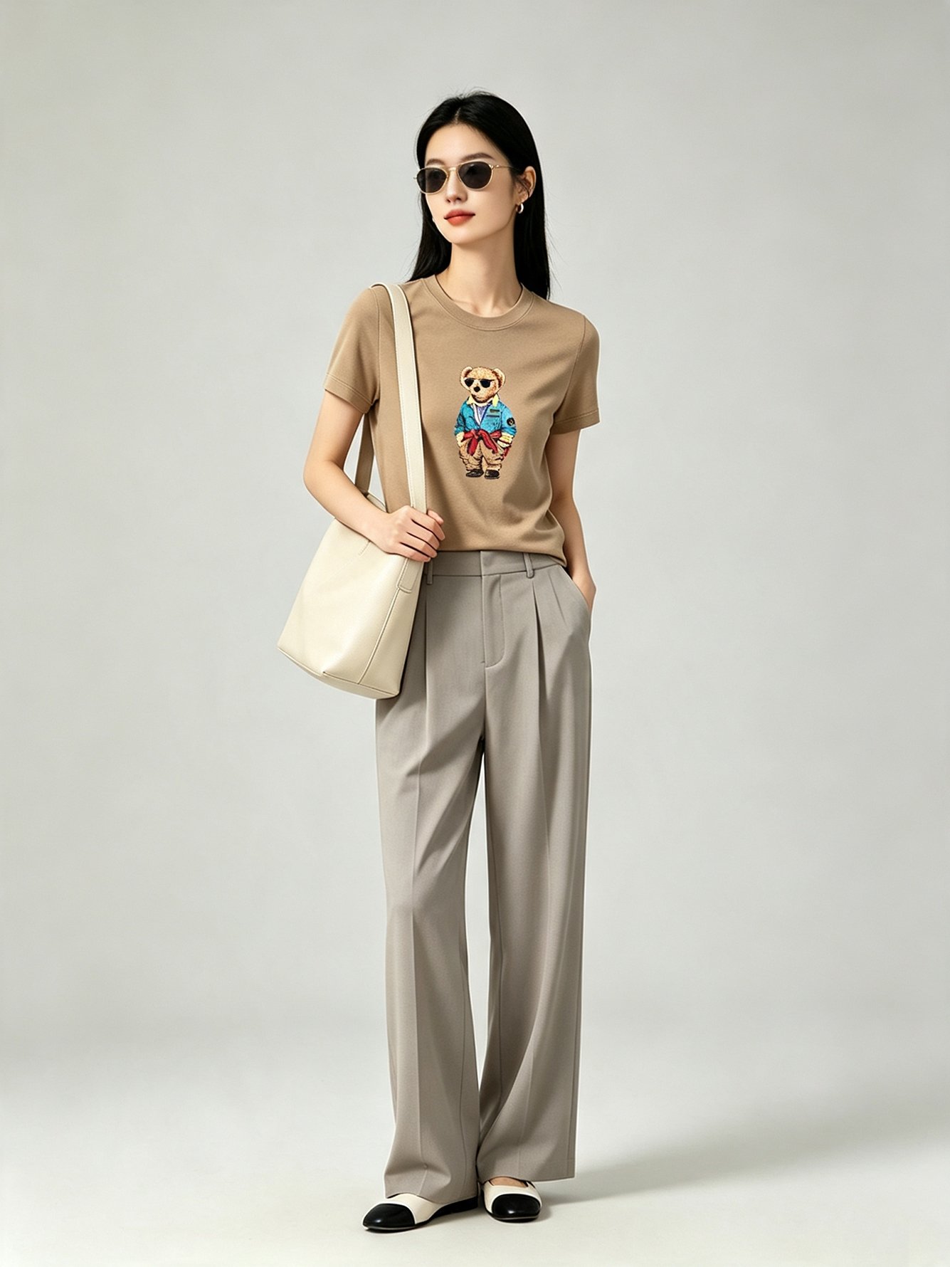 Beige Regular Fit Character Print T-Shirt with Short Sleeves