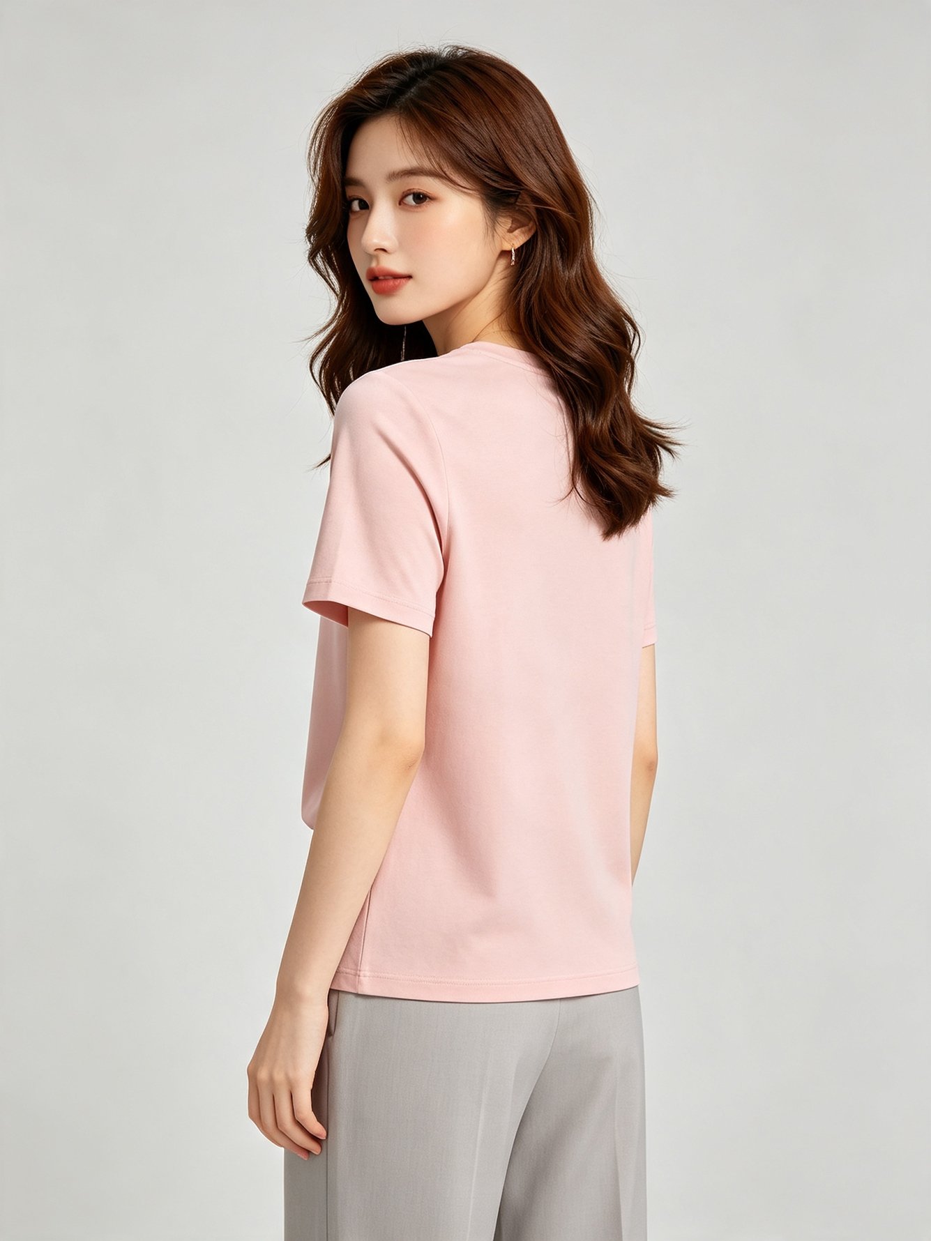 Pink Knitted Graphic Print Short Sleeve T-Shirt