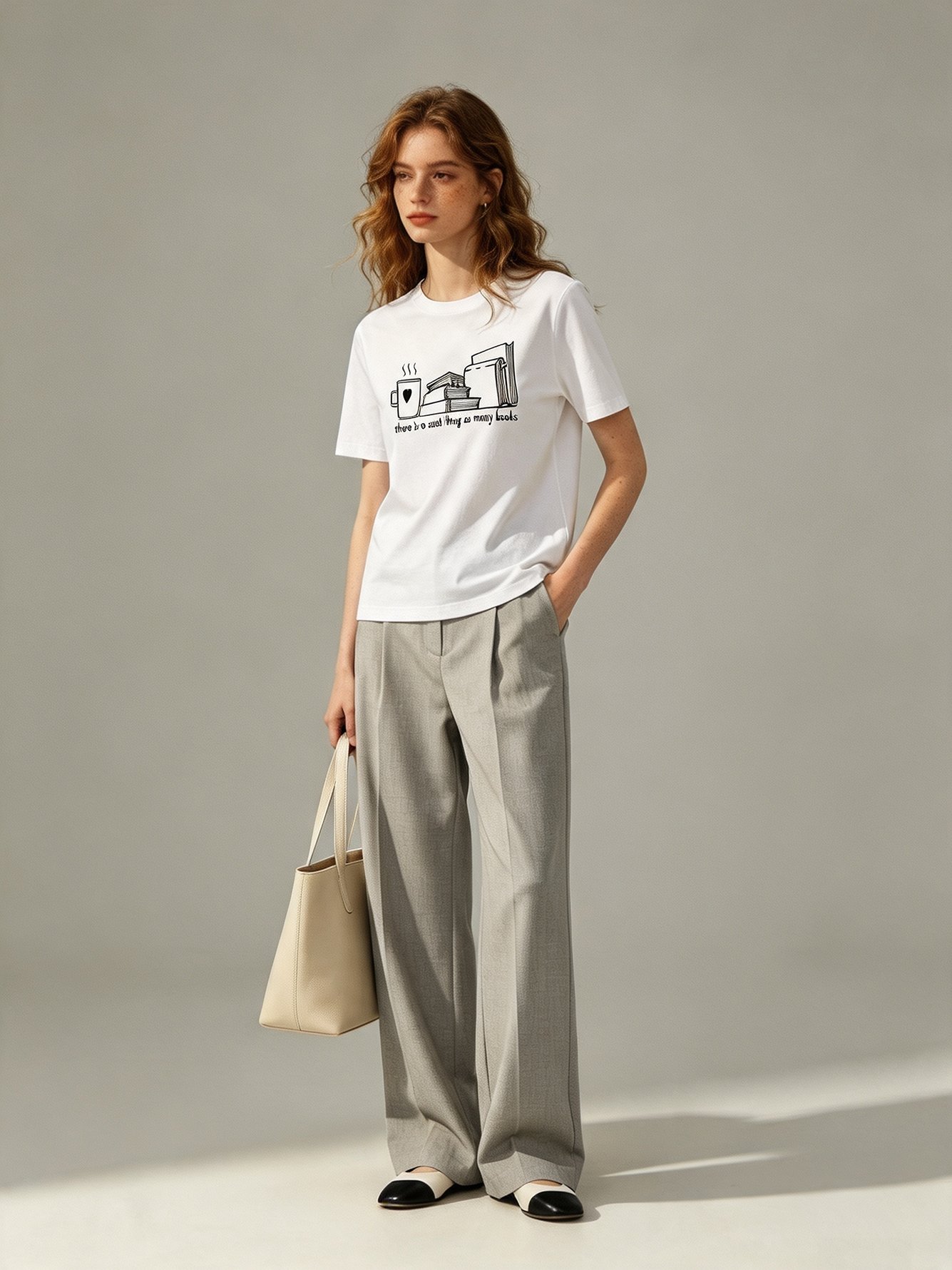 White Graphic Print Round Neck Regular Fit T-Shirt