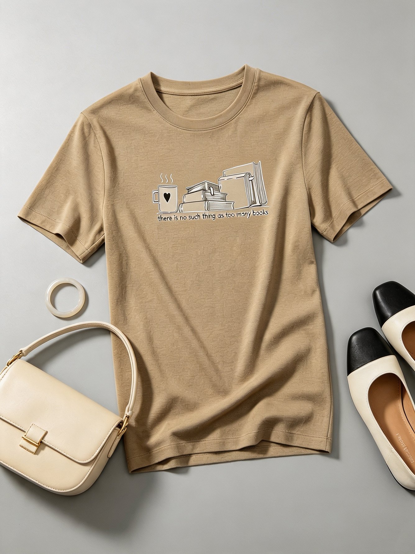 Beige Graphic Print Round Neck T-Shirt