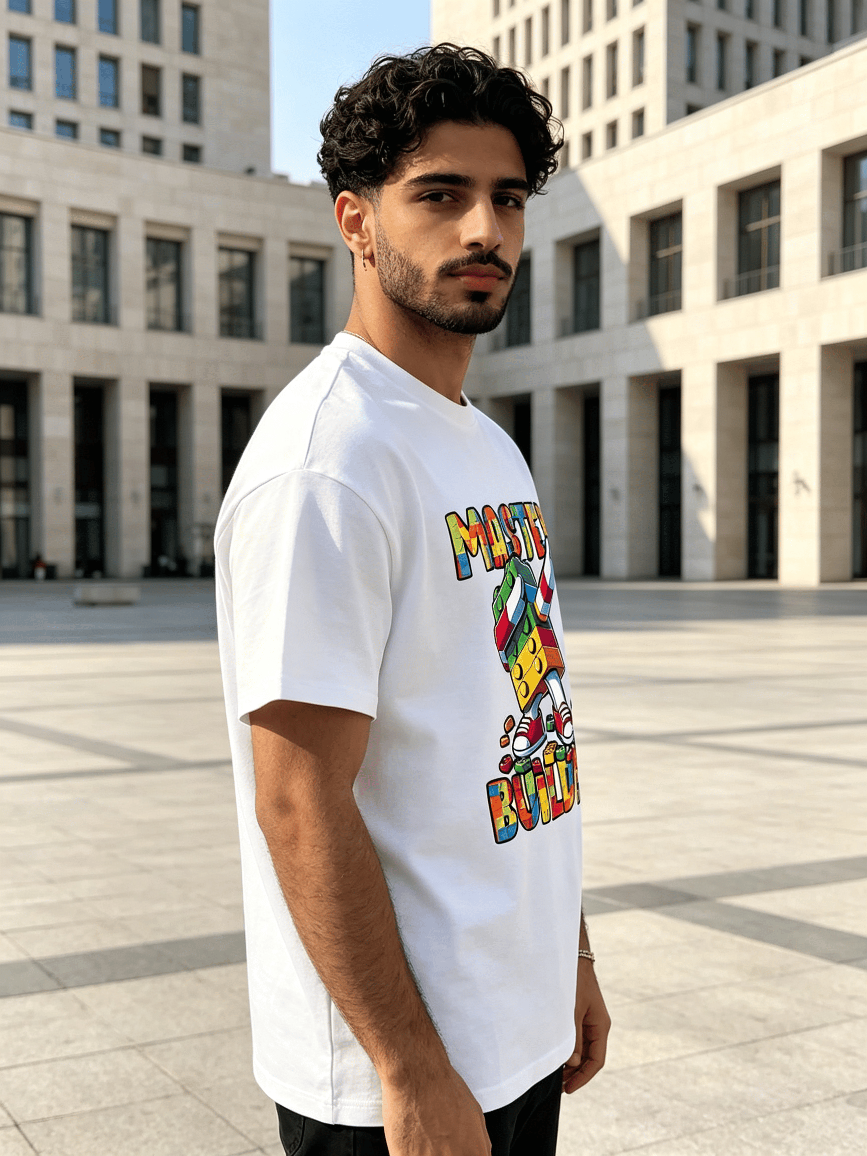 Men White Oversized Graphic Print T-Shirt