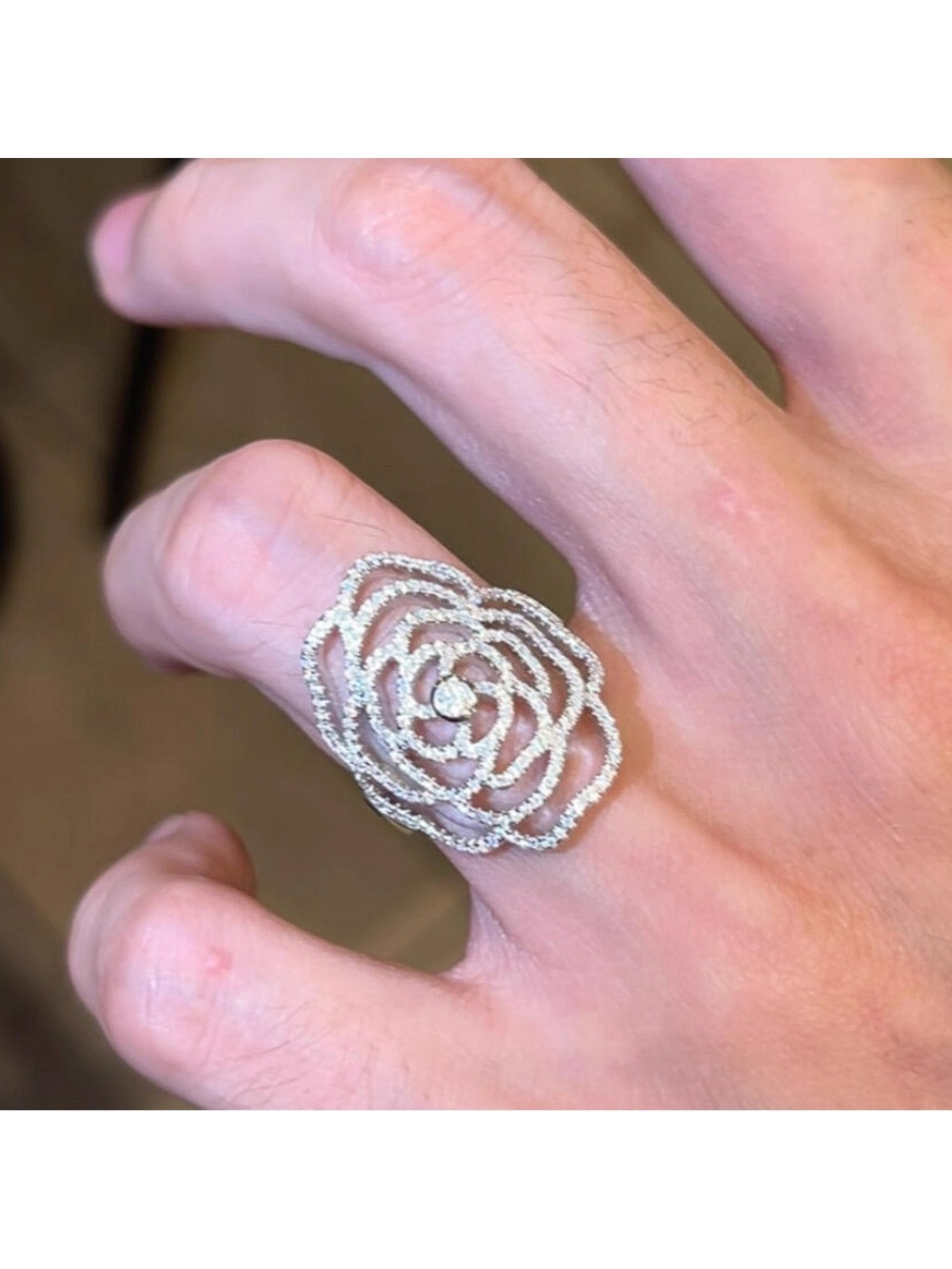 Silver Embellished Rose Ring