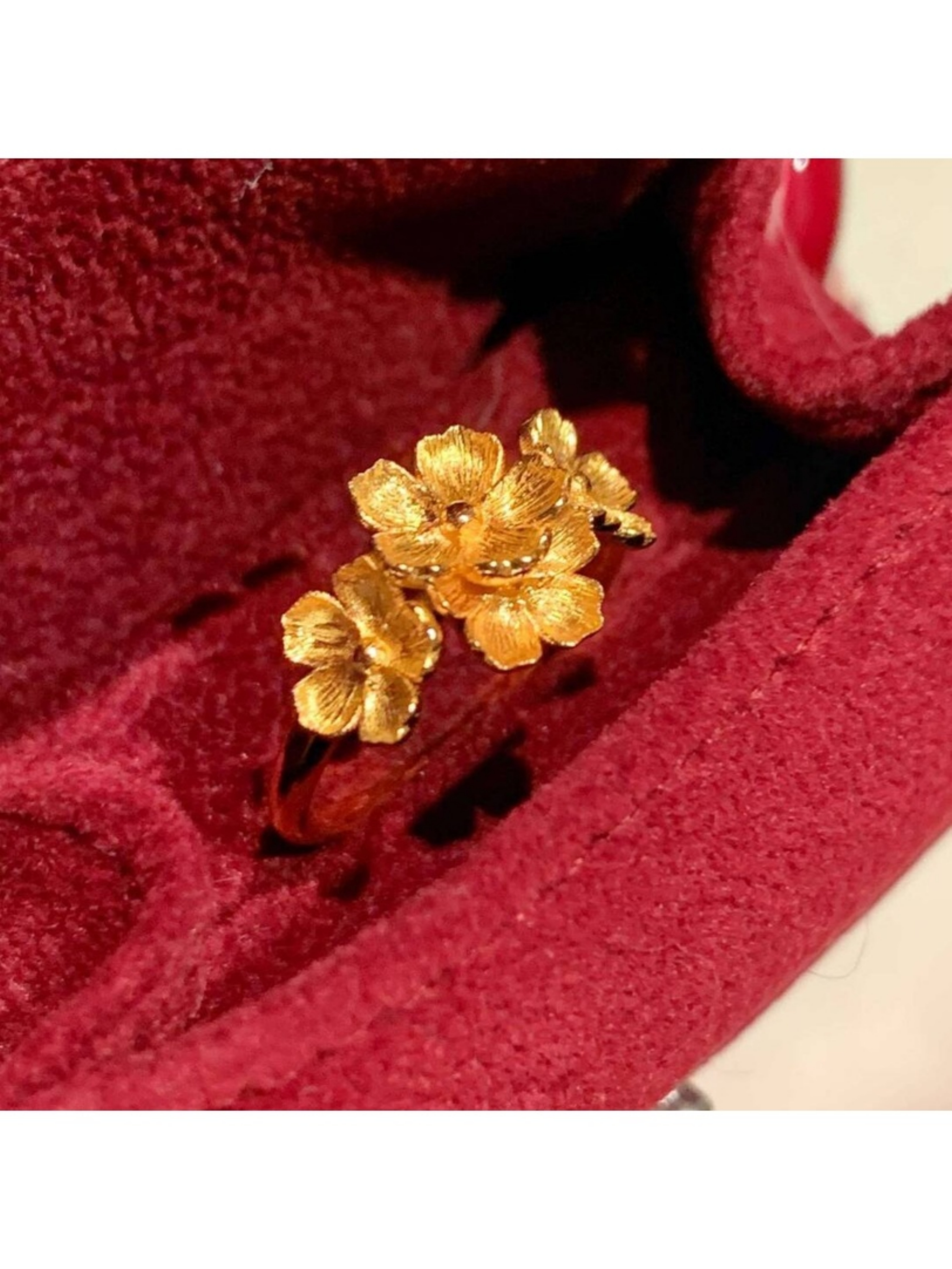 Golden Blossom Ring with Flower Design