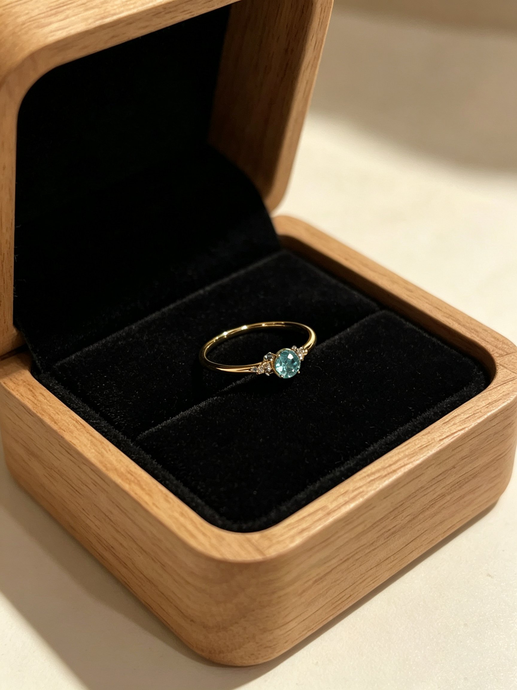 Gold Ring with Aquamarine