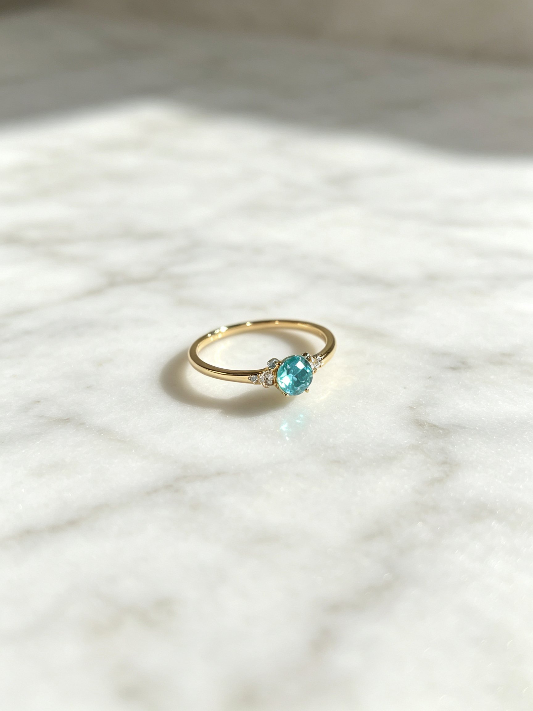Gold Ring with Aquamarine