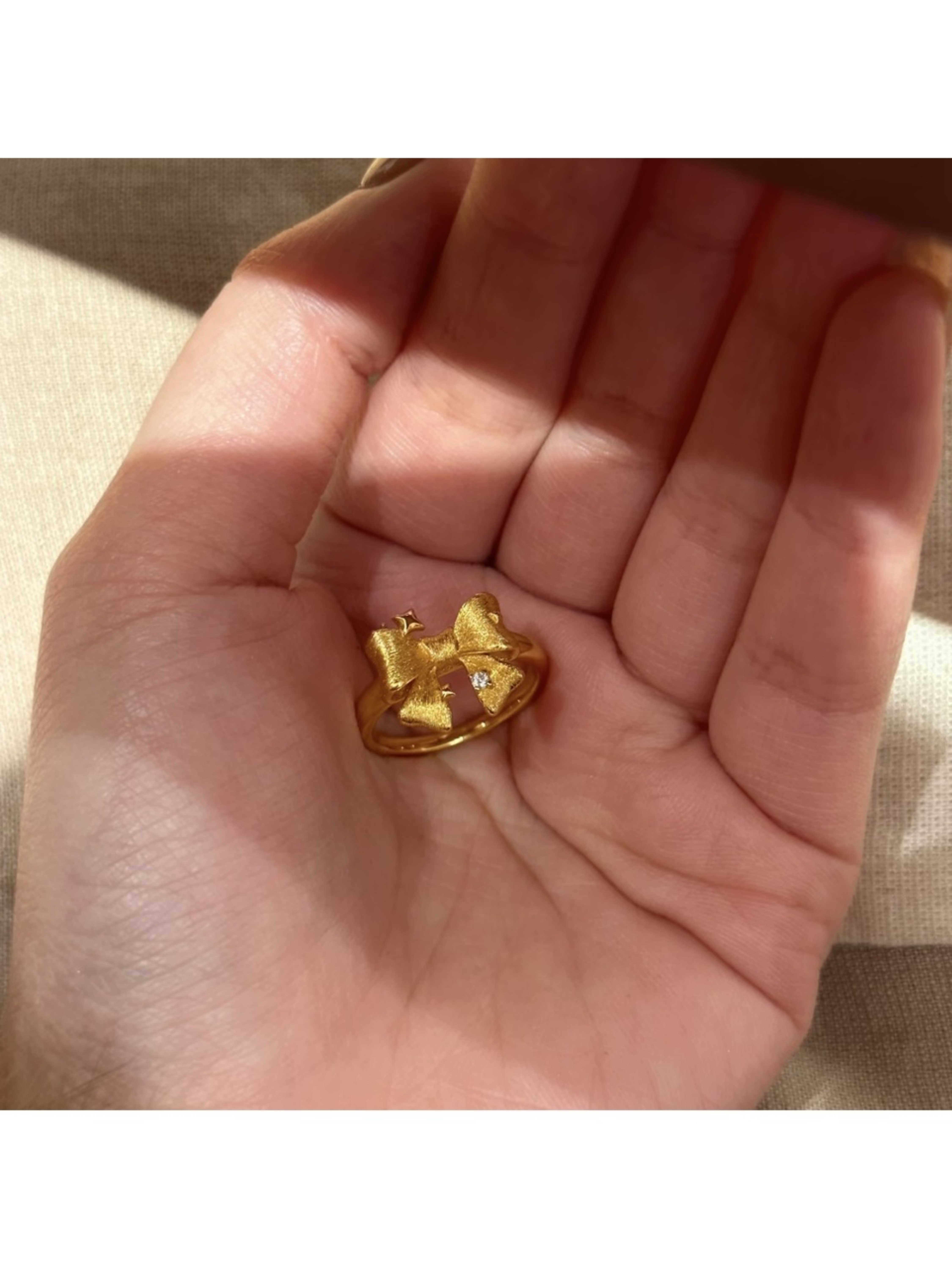 Golden Bow and Star Ring