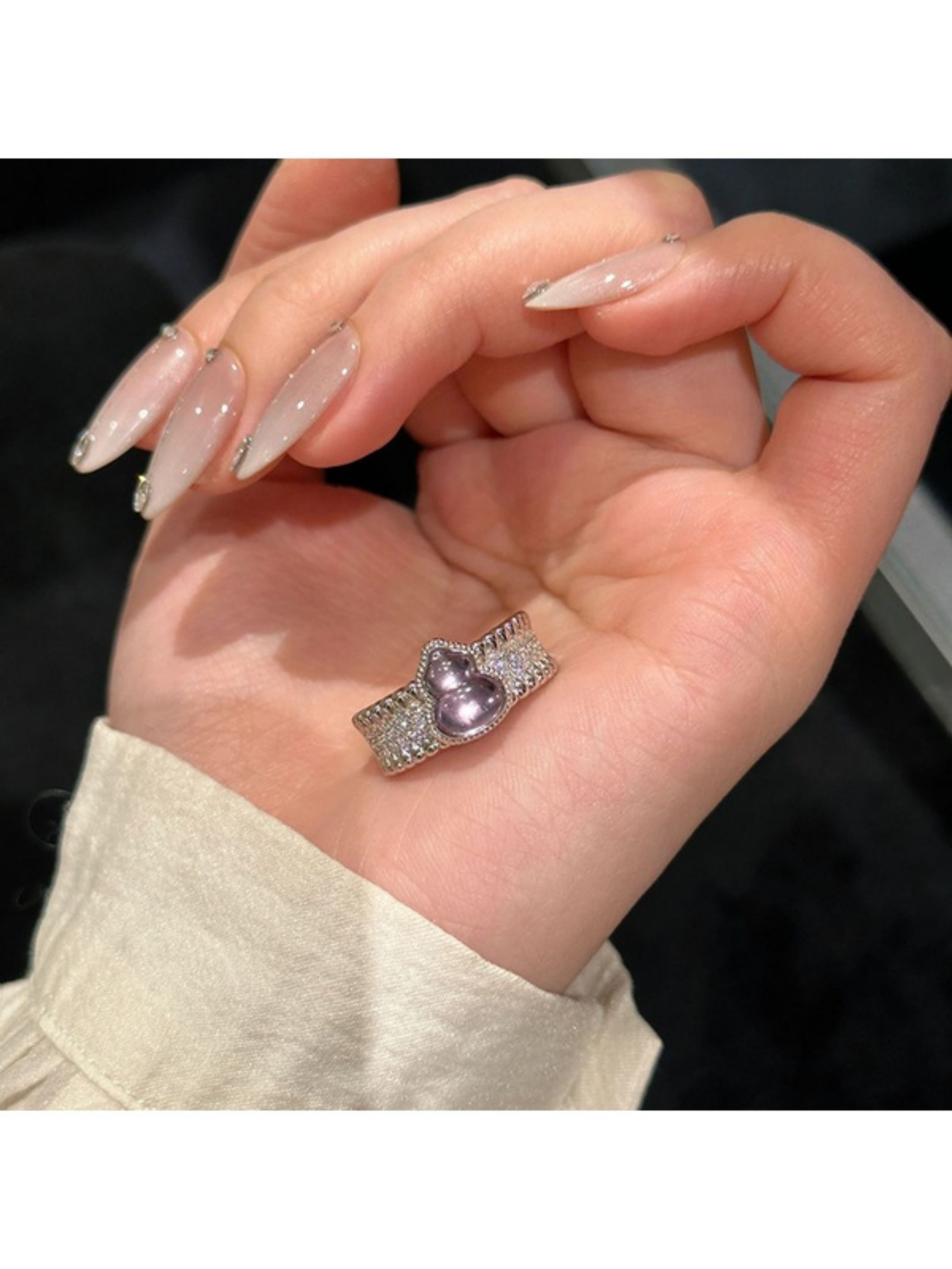 Silver Ring with Lilac Gemstones
