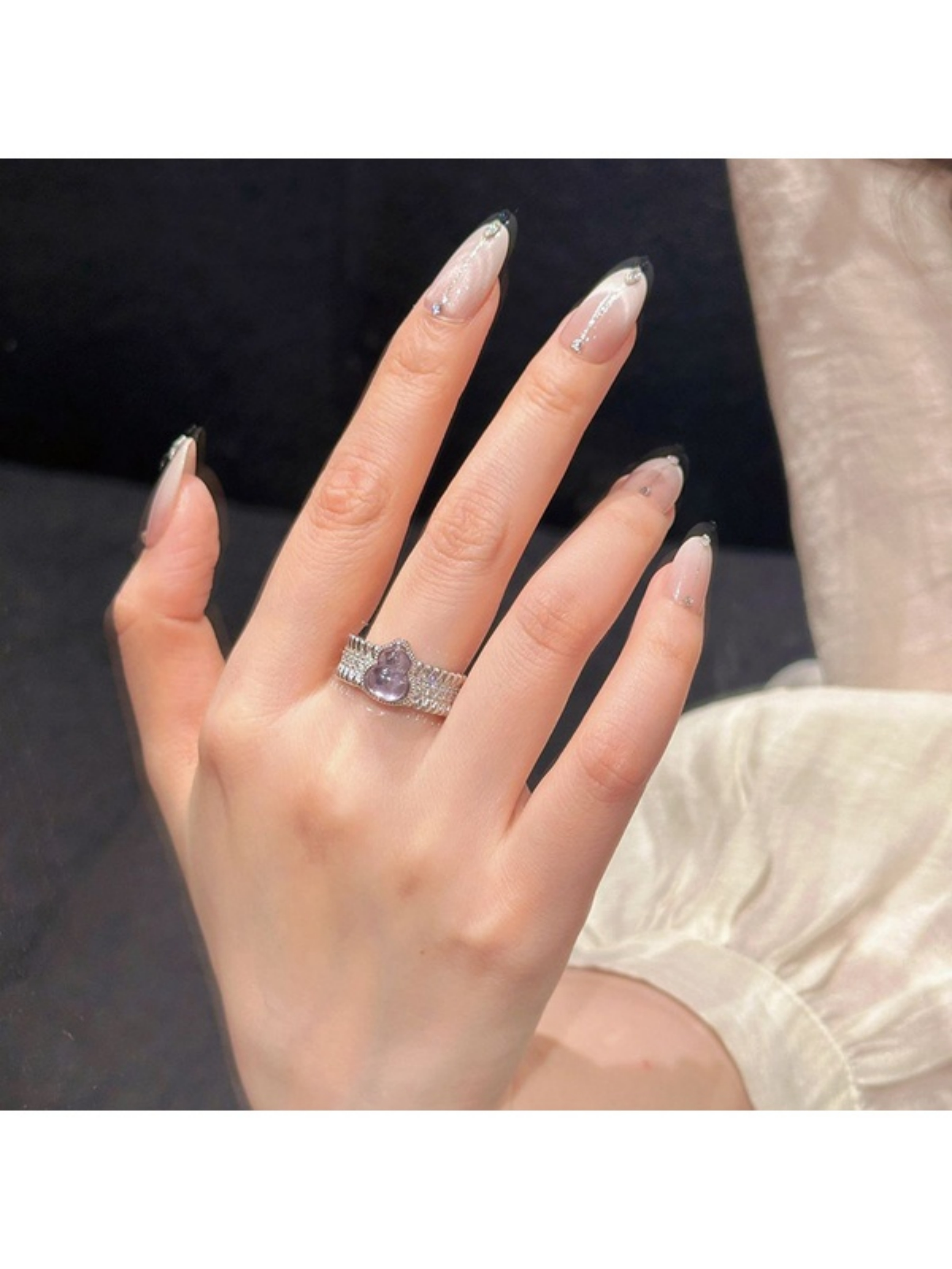 Silver Ring with Lilac Gemstones