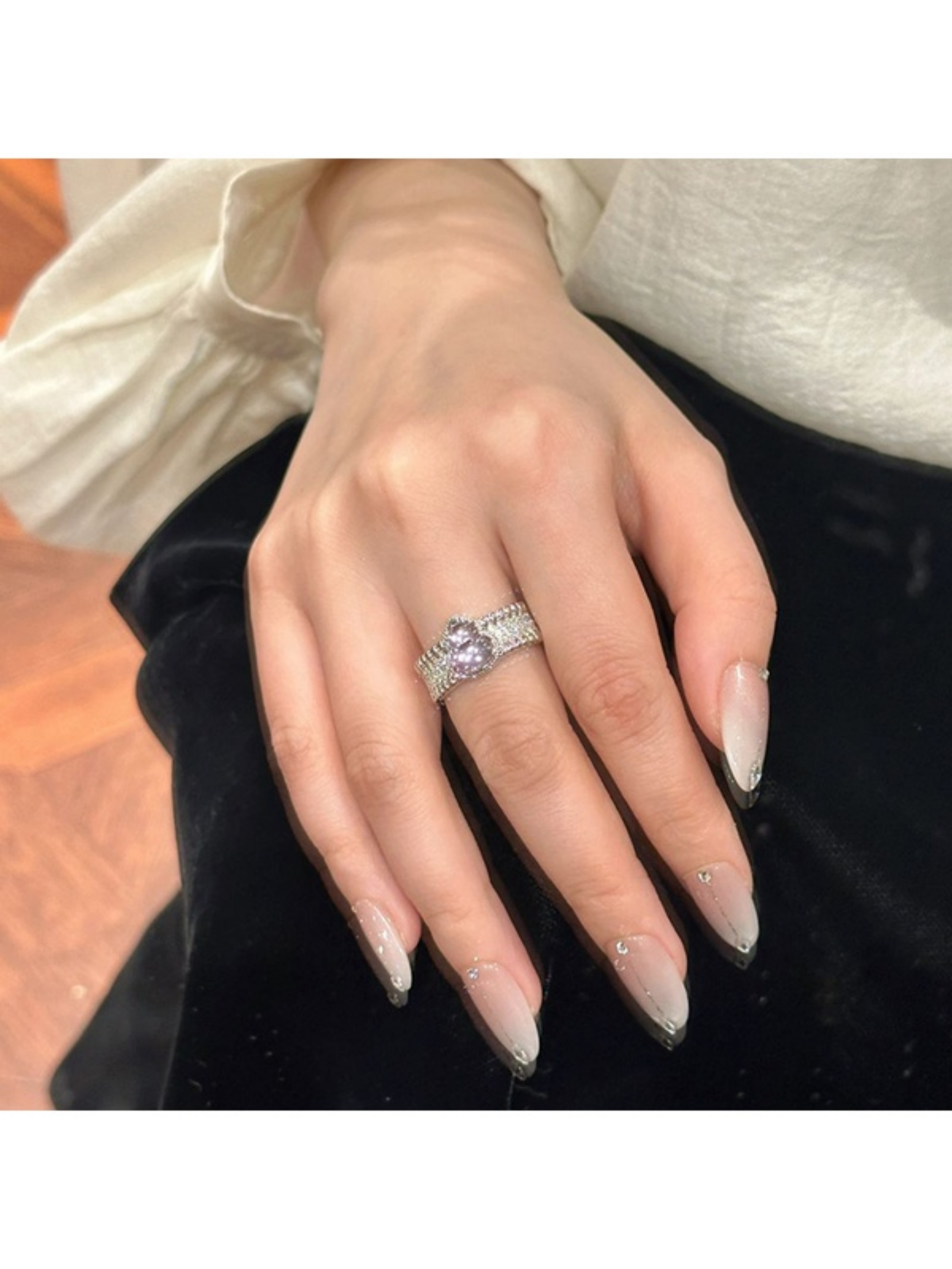 Silver Ring with Lilac Gemstones