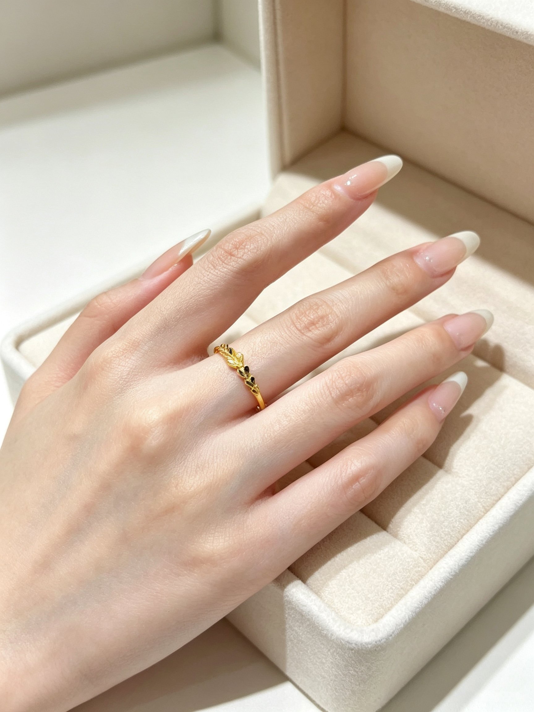 Gold Plated Leaf Ring