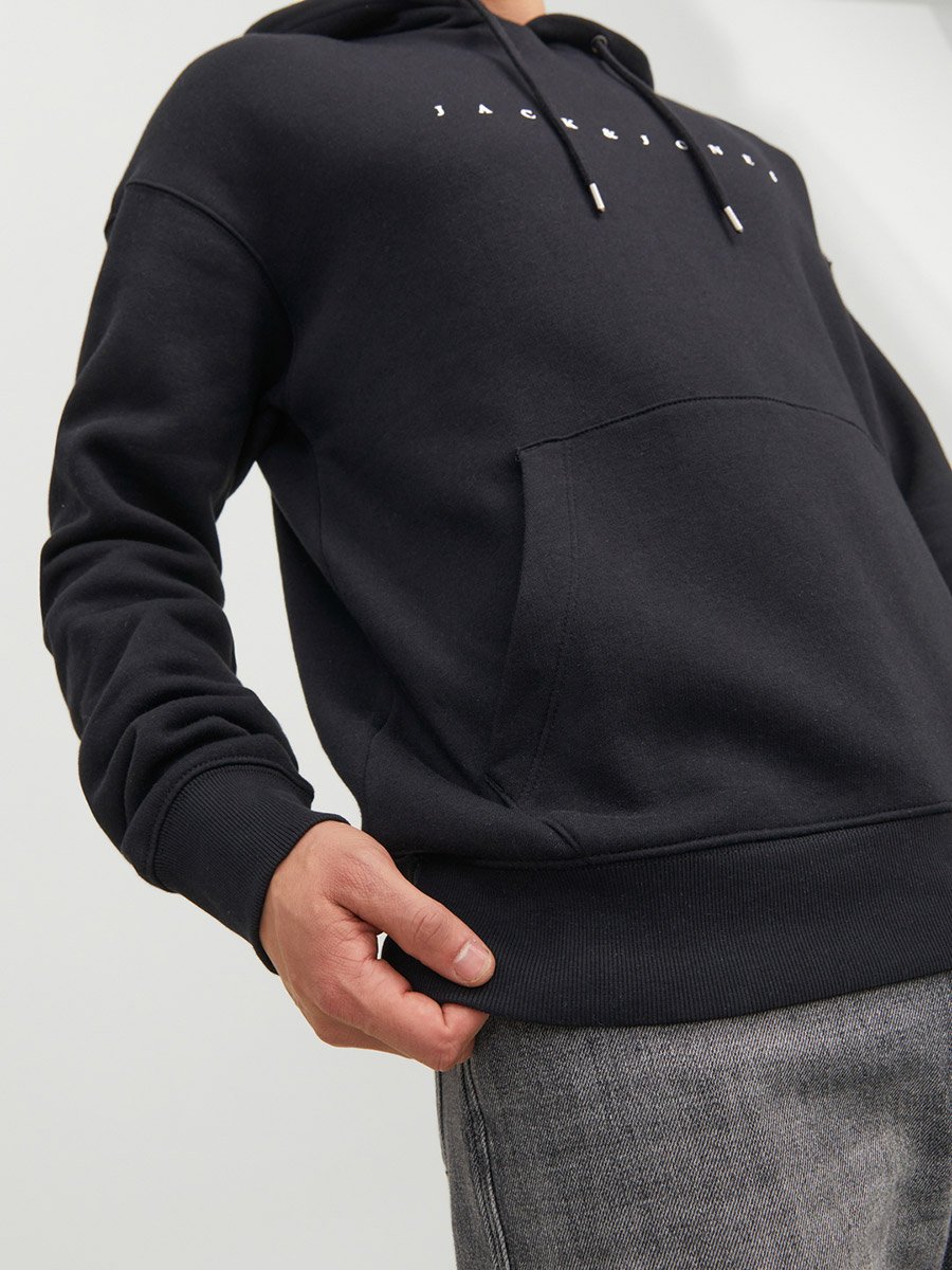 Black Pullover Hoodie with Front Pocket