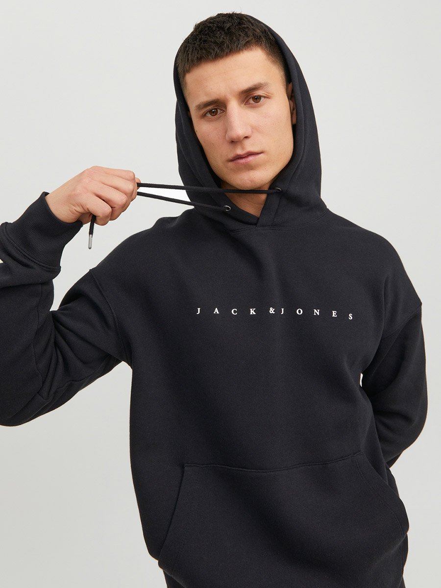 Black Pullover Hoodie with Front Pocket
