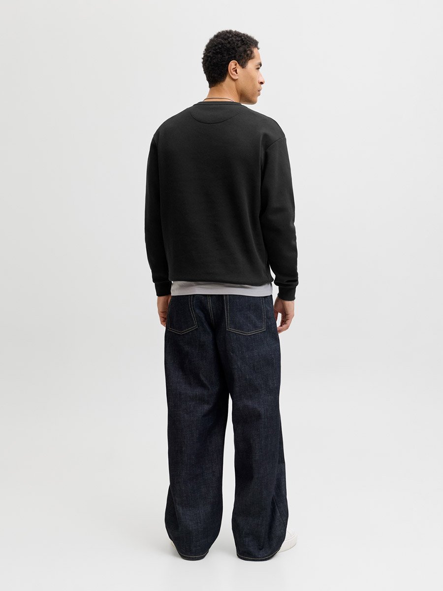 Black Plain Pullover Sweatshirt
