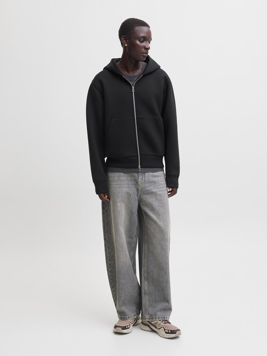 Black Zip-Up Scuba Hoodie