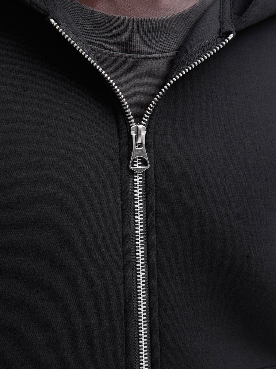 Black Zip-Up Scuba Hoodie