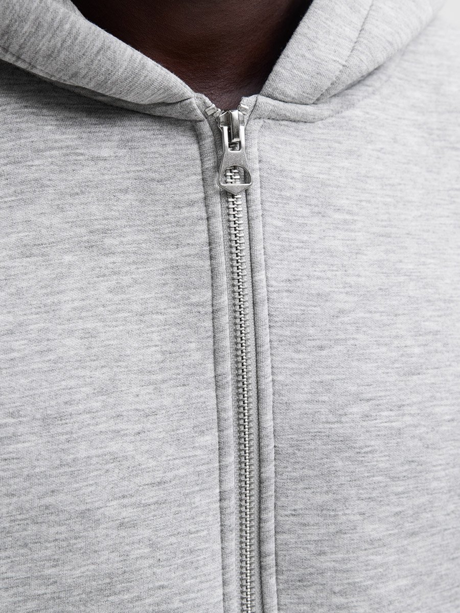 Grey Zip-Up Scuba Hoodie