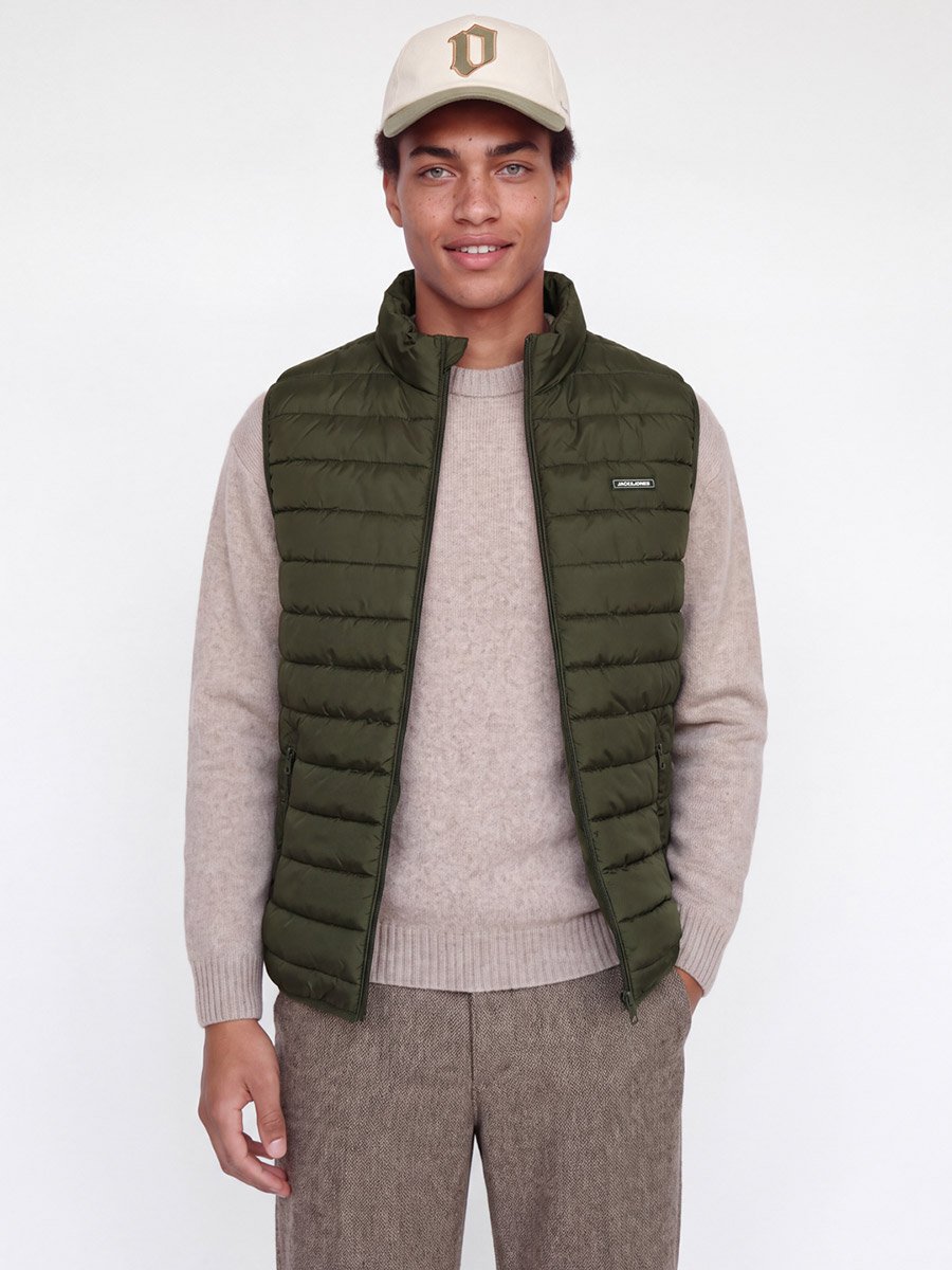 Olive Padded Zip-Up Gilet