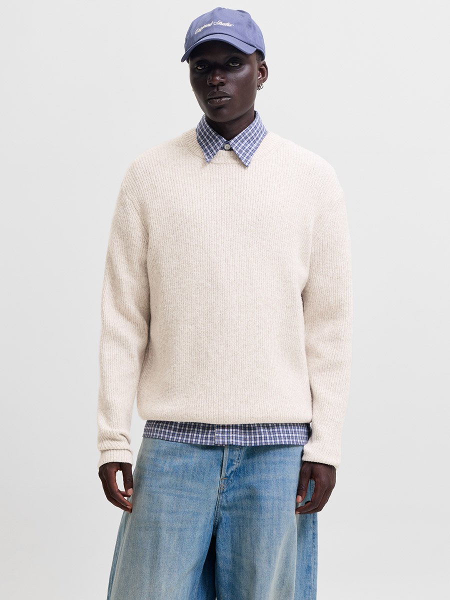 Off-White Crew Neck Pullover Knit Sweater