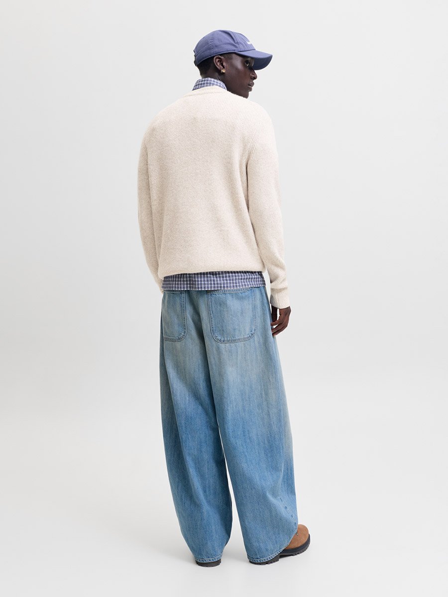 Off-White Crew Neck Pullover Knit Sweater