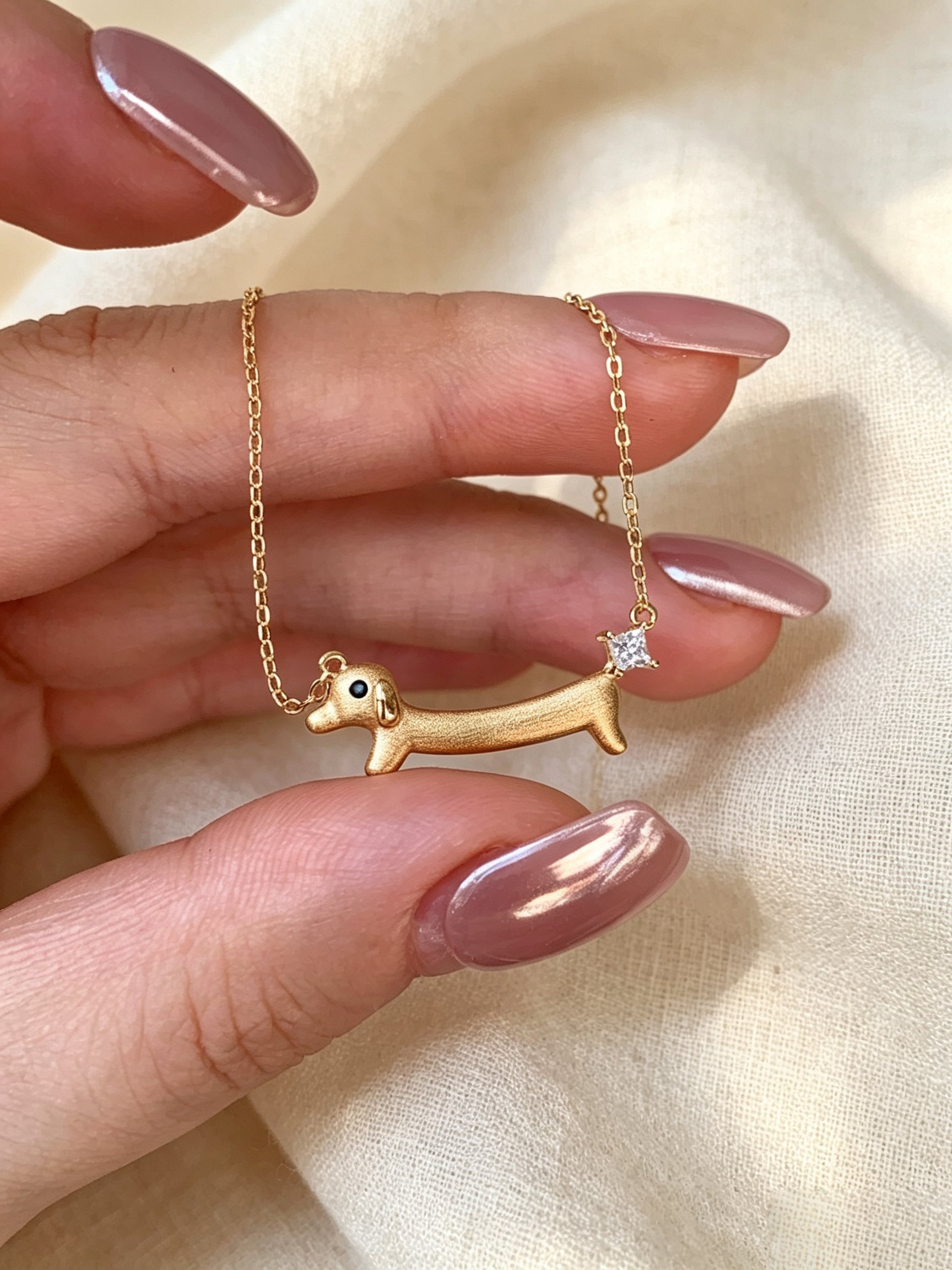 Gold Dachshund Charm Necklace