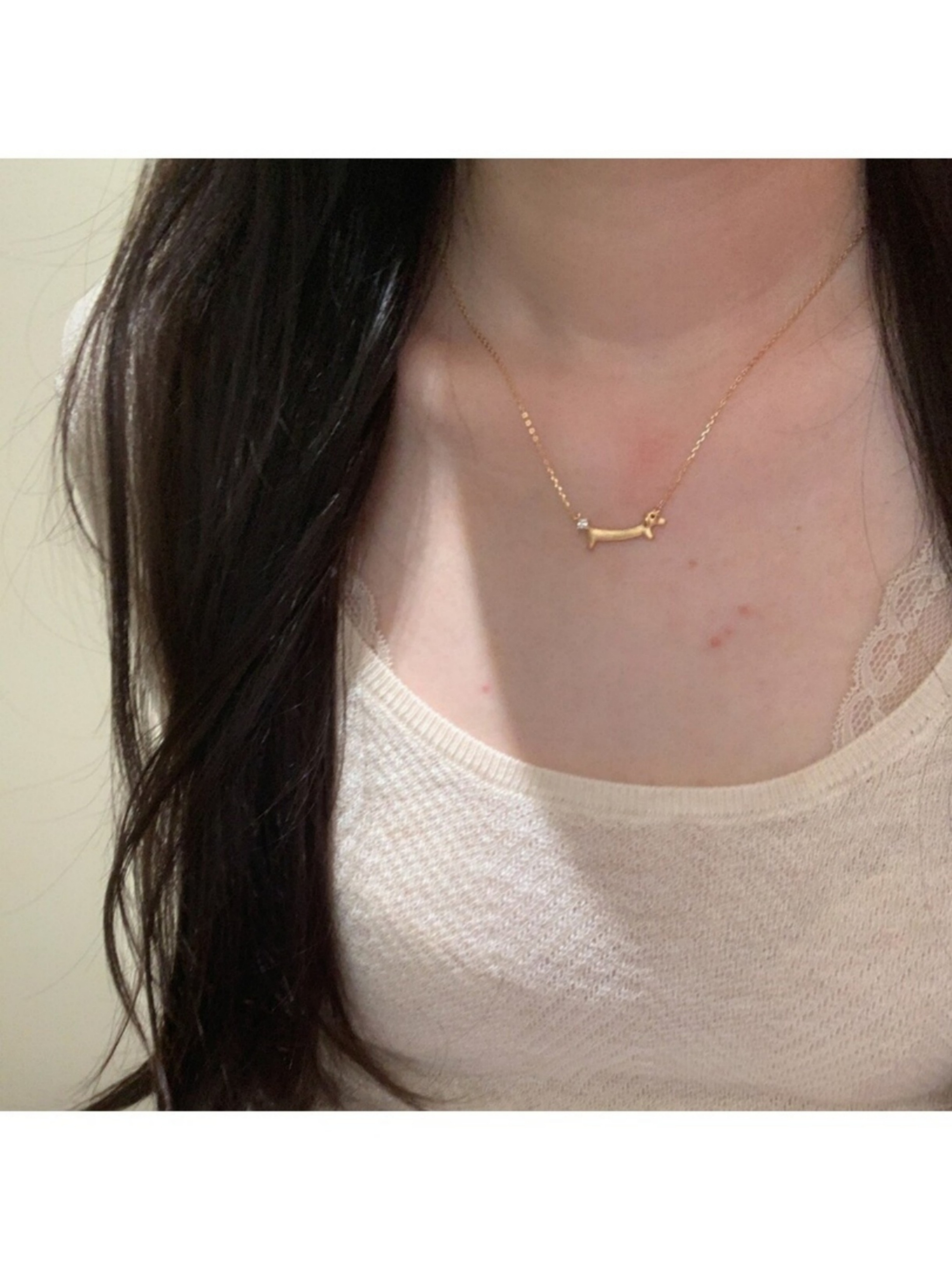 Gold Dachshund Charm Necklace