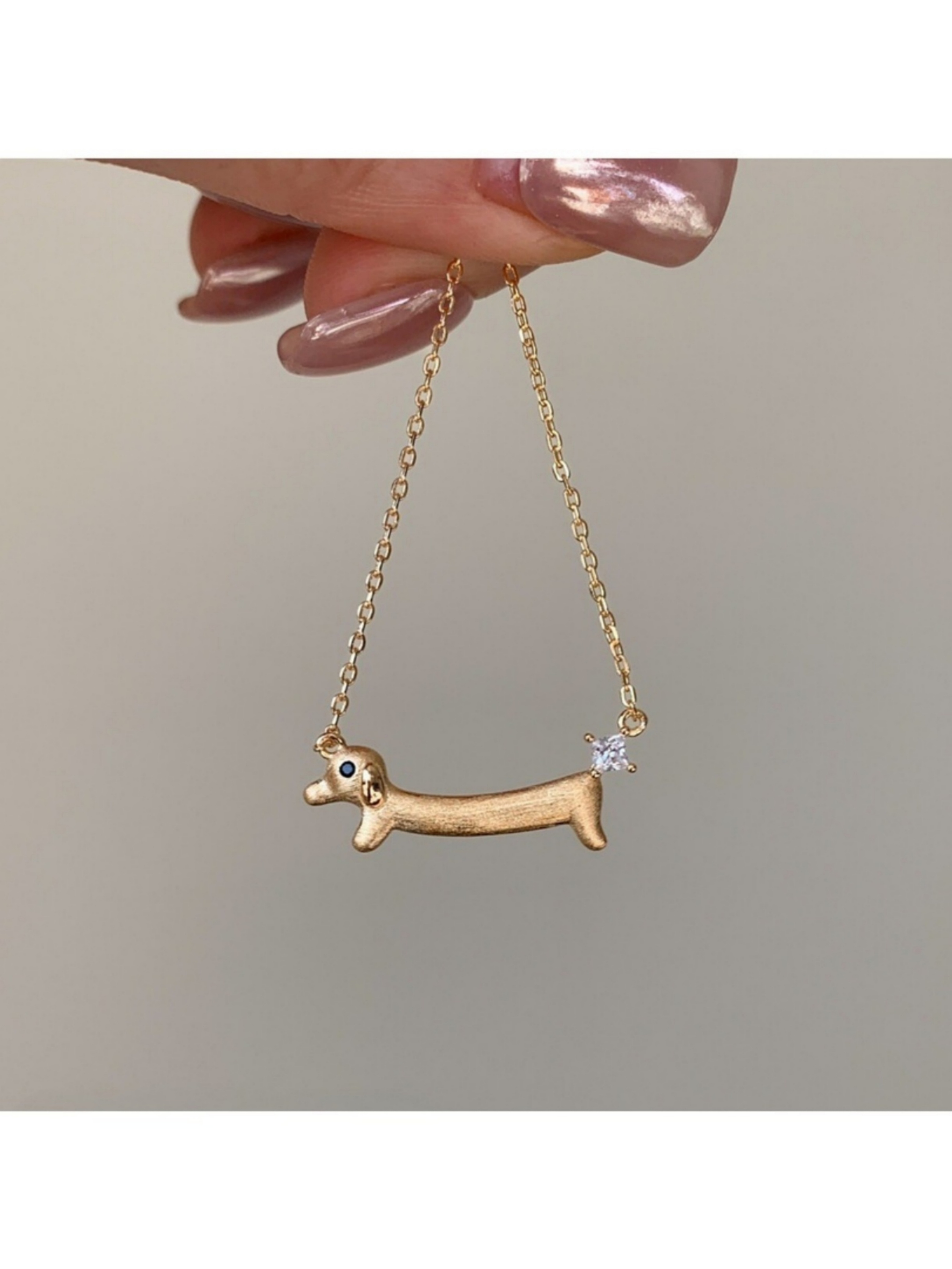 Gold Dachshund Charm Necklace