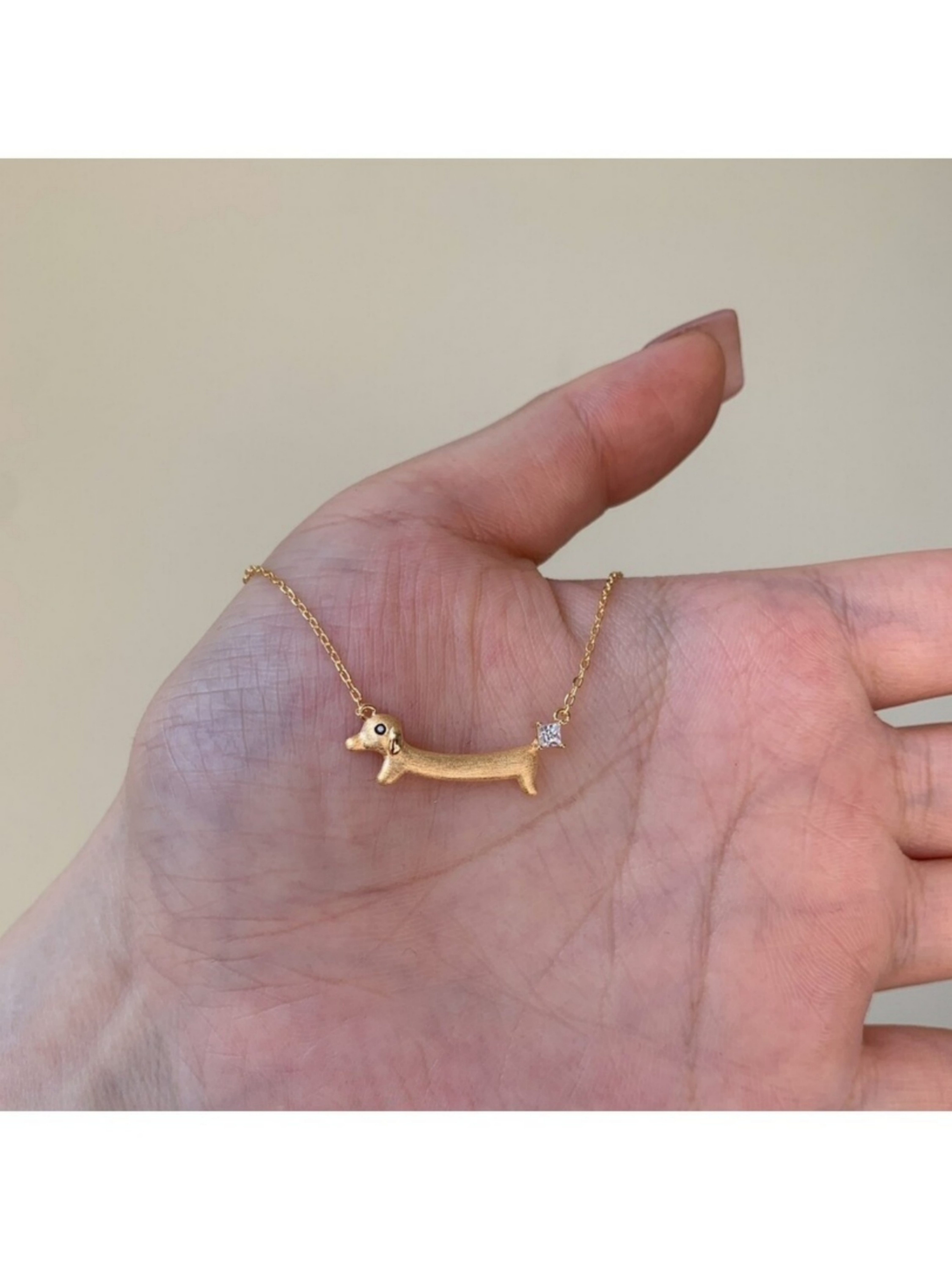 Gold Dachshund Charm Necklace