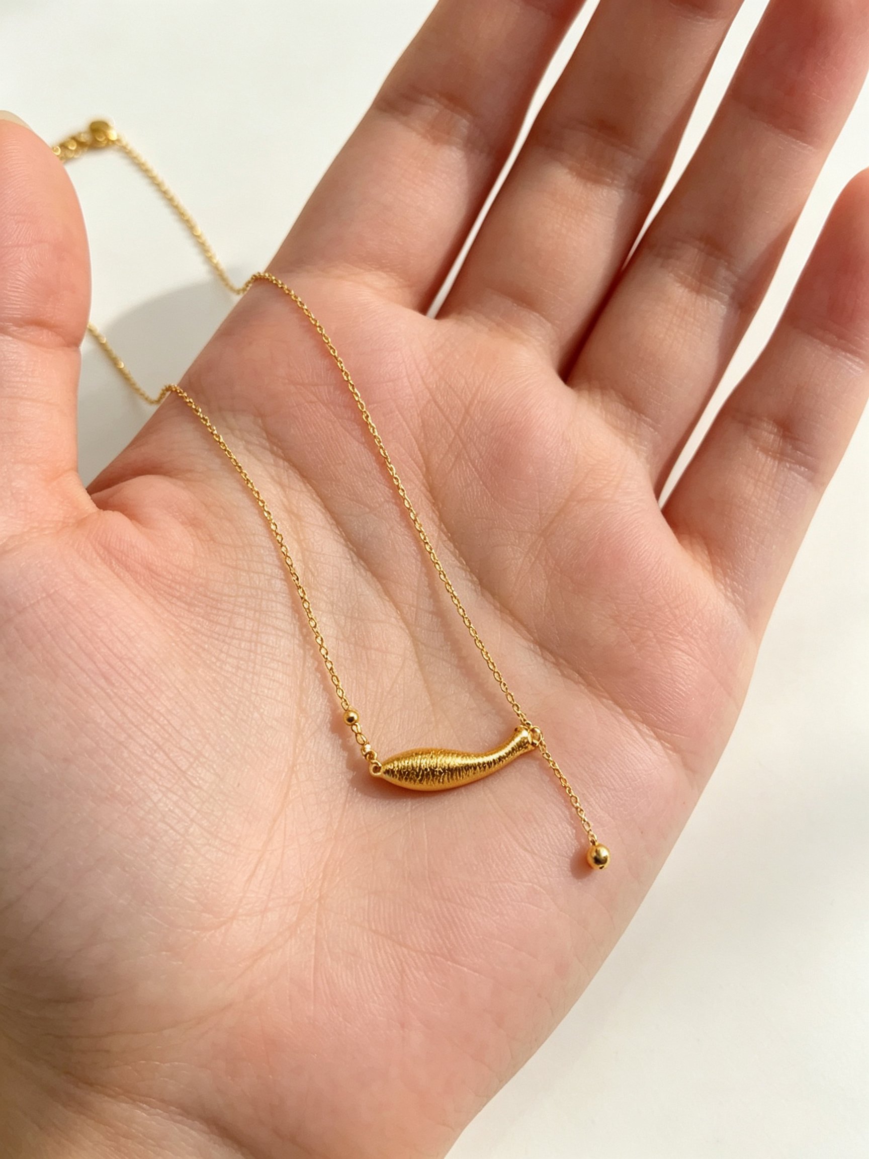 Gold Fish Charm Necklace