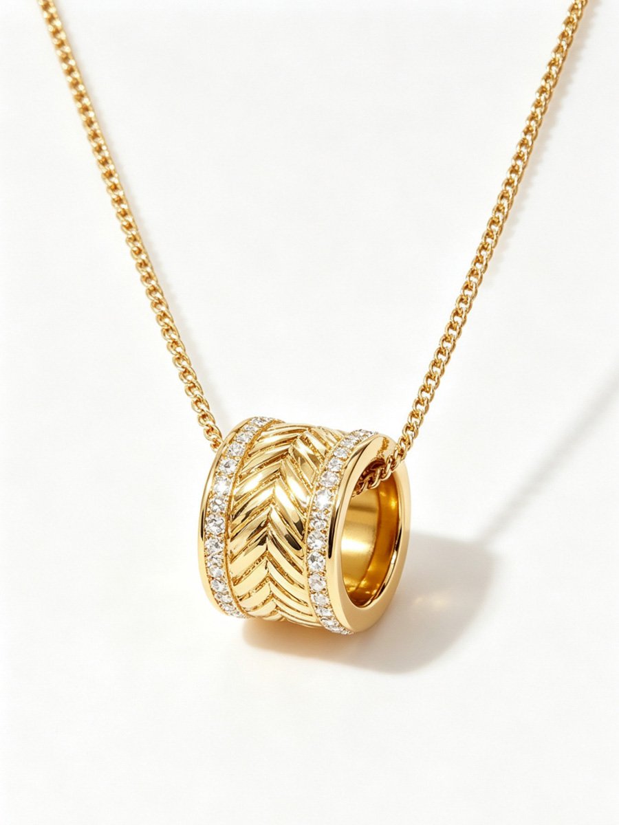 Gold Barrel Pendant Necklace