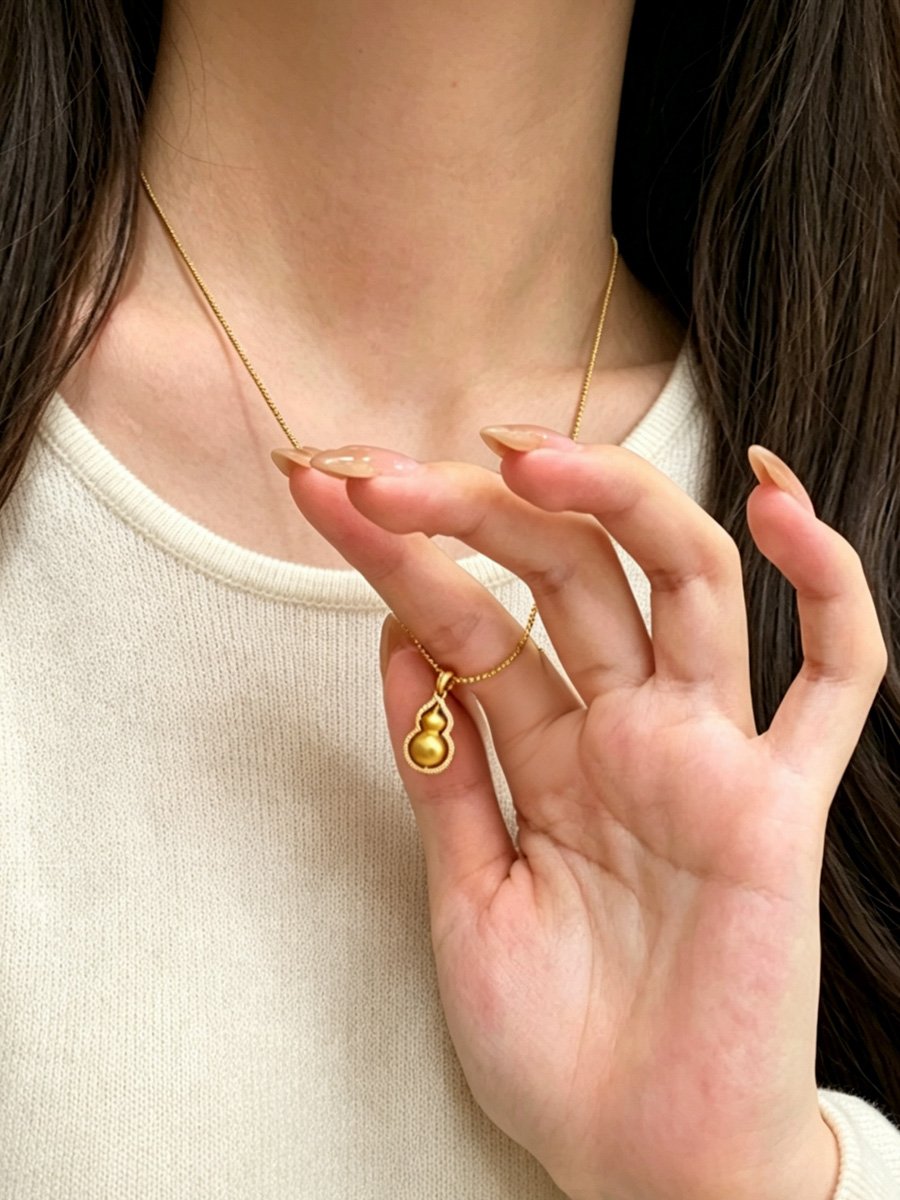 Gold Gourd Pendant Necklace