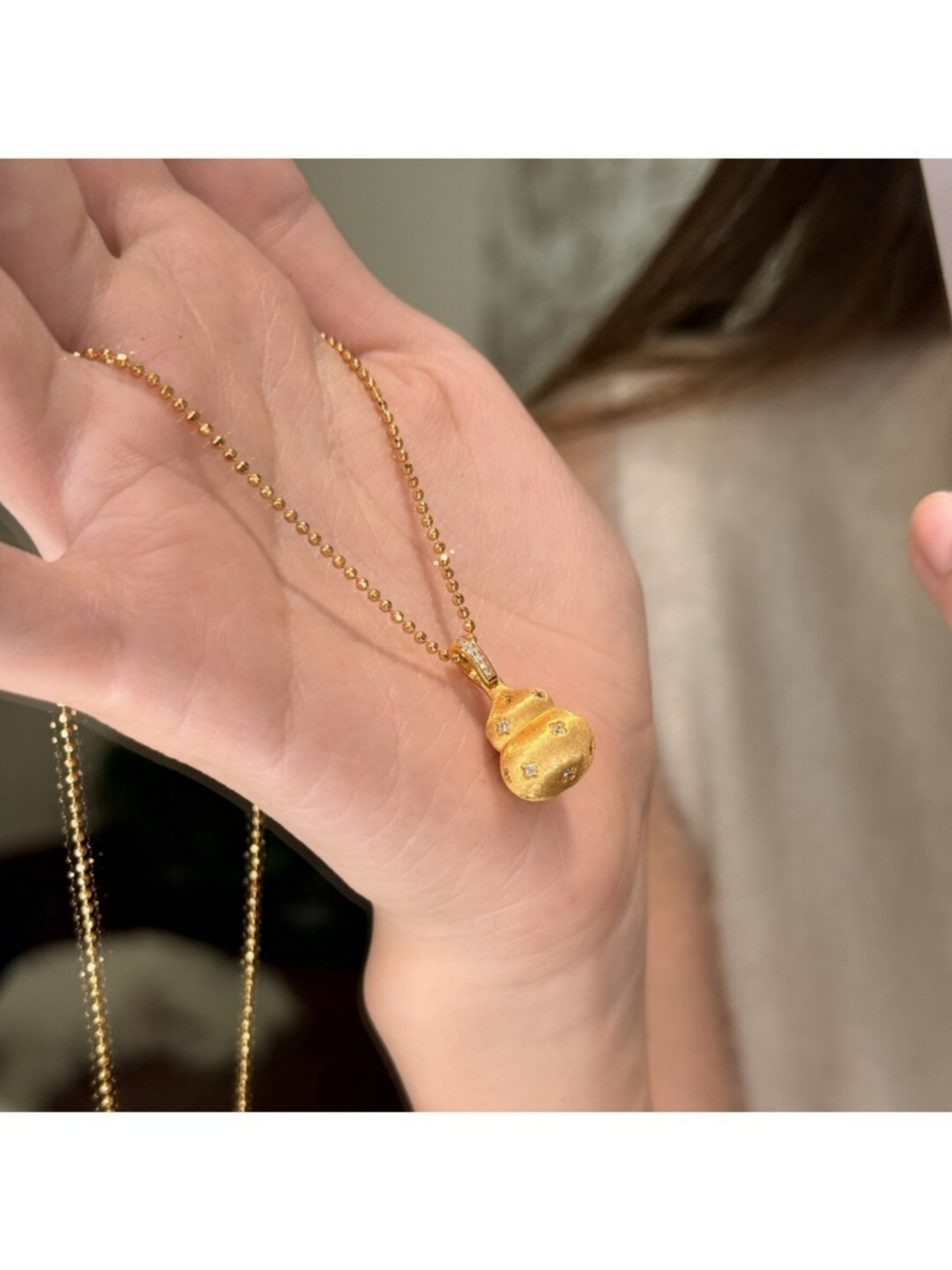 Golden Gourd Charm Necklace
