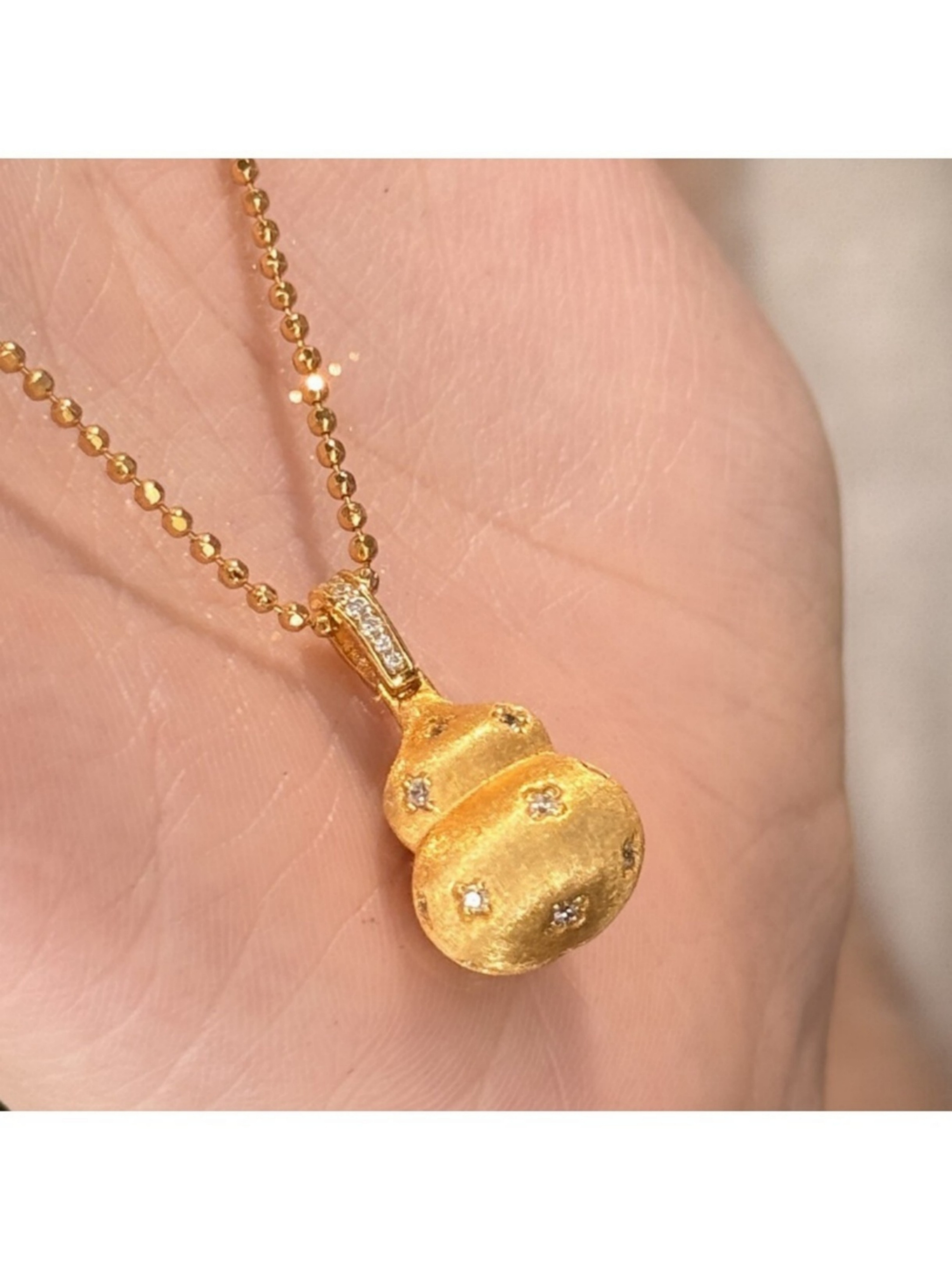 Golden Gourd Charm Necklace
