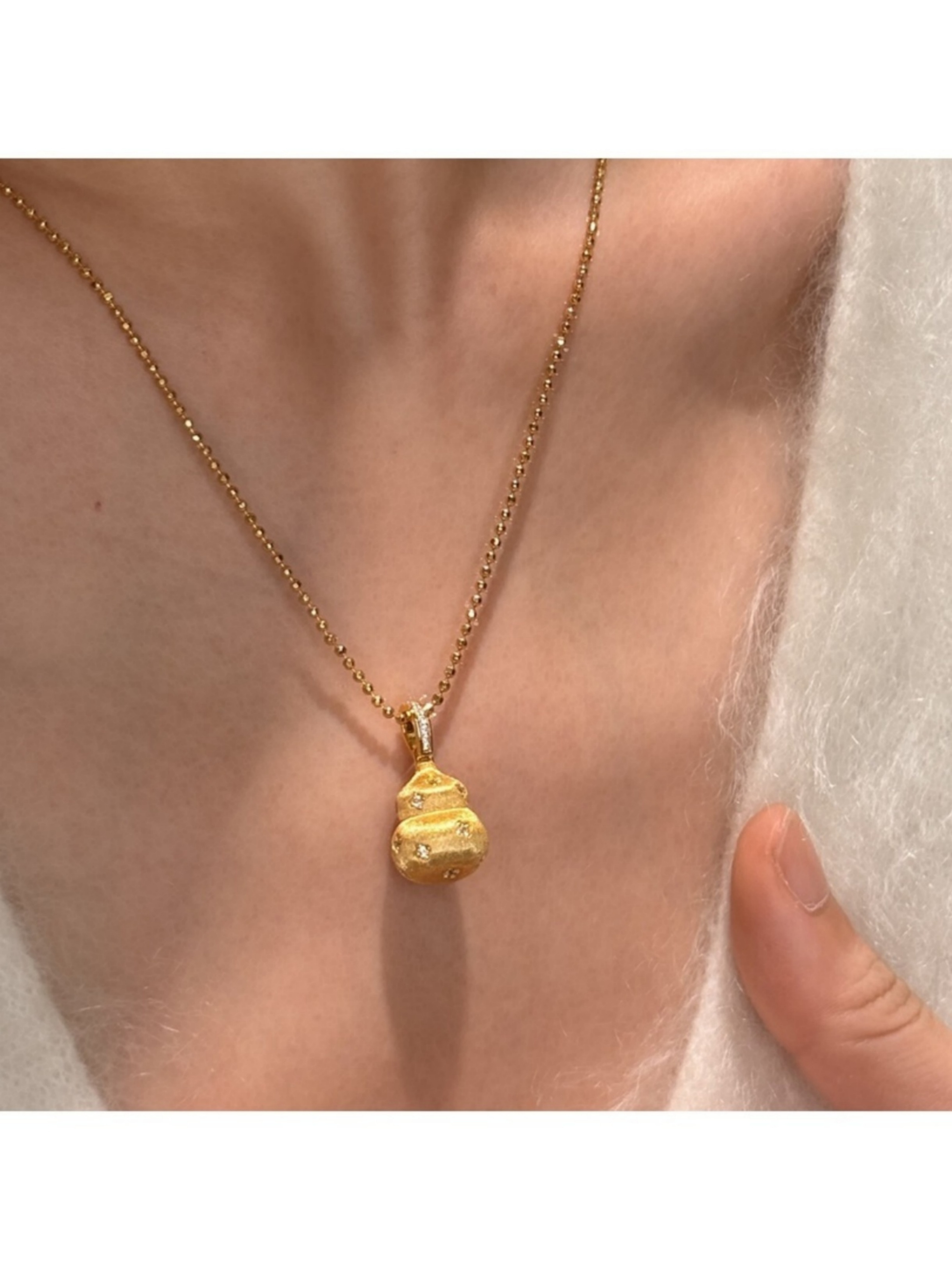 Golden Gourd Charm Necklace