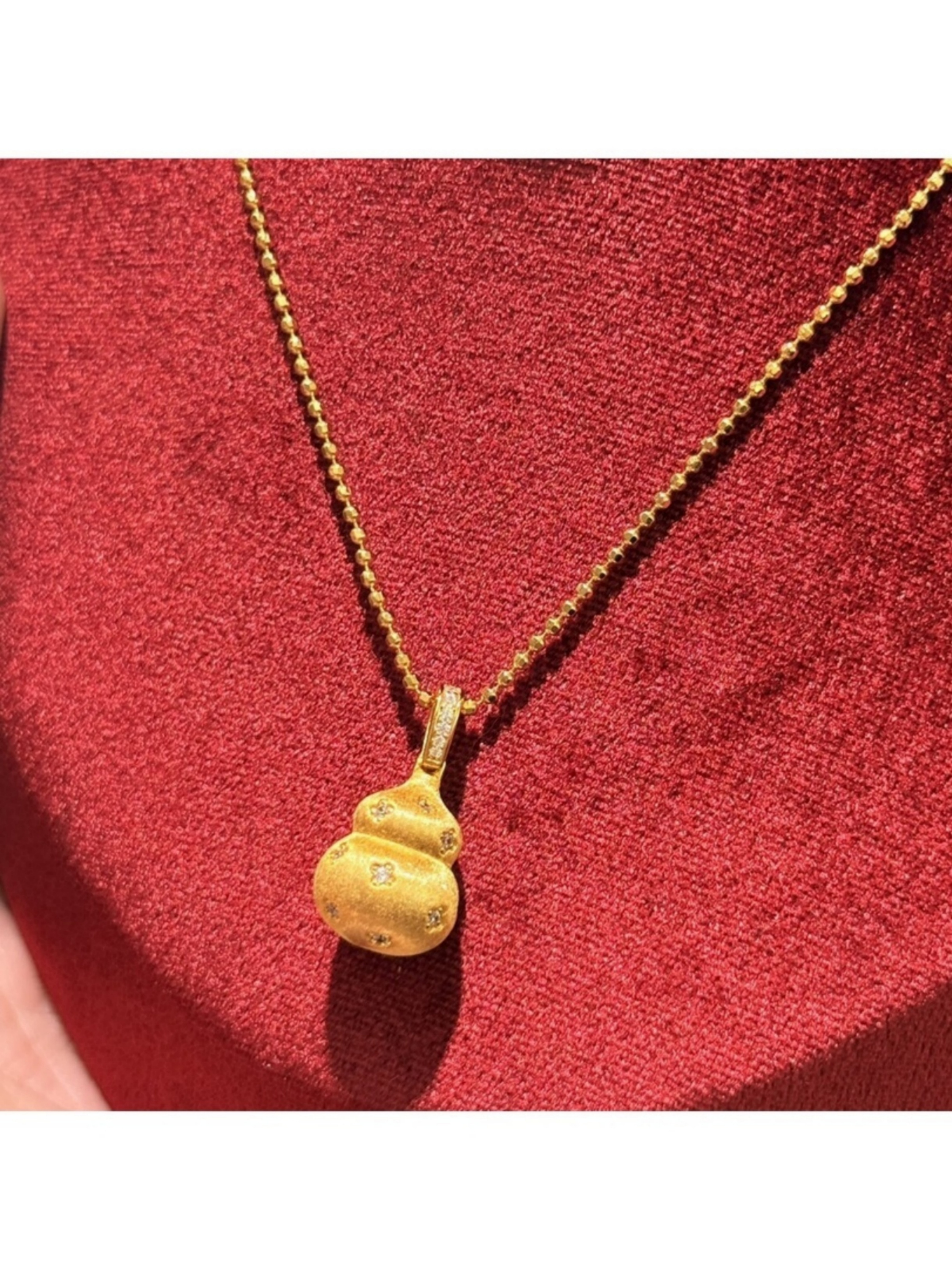 Golden Gourd Charm Necklace
