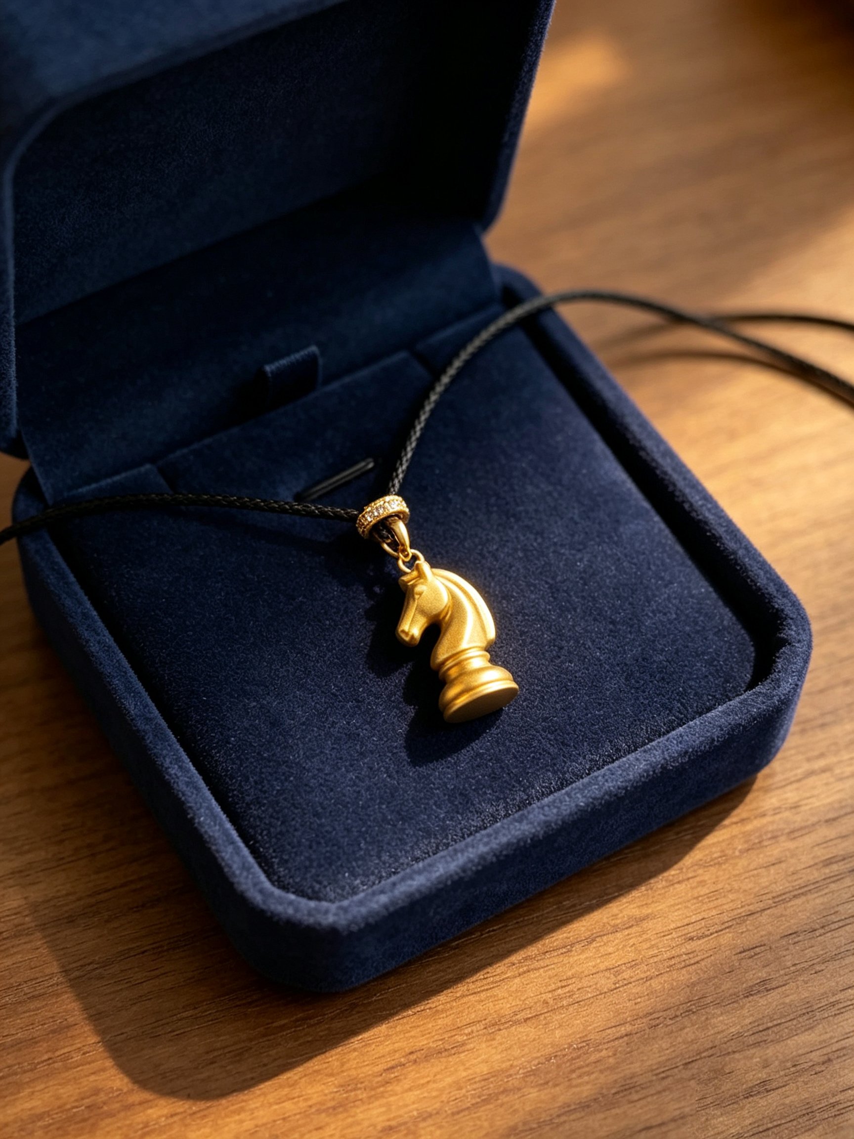 Golden Knight Chess Pendant Necklace