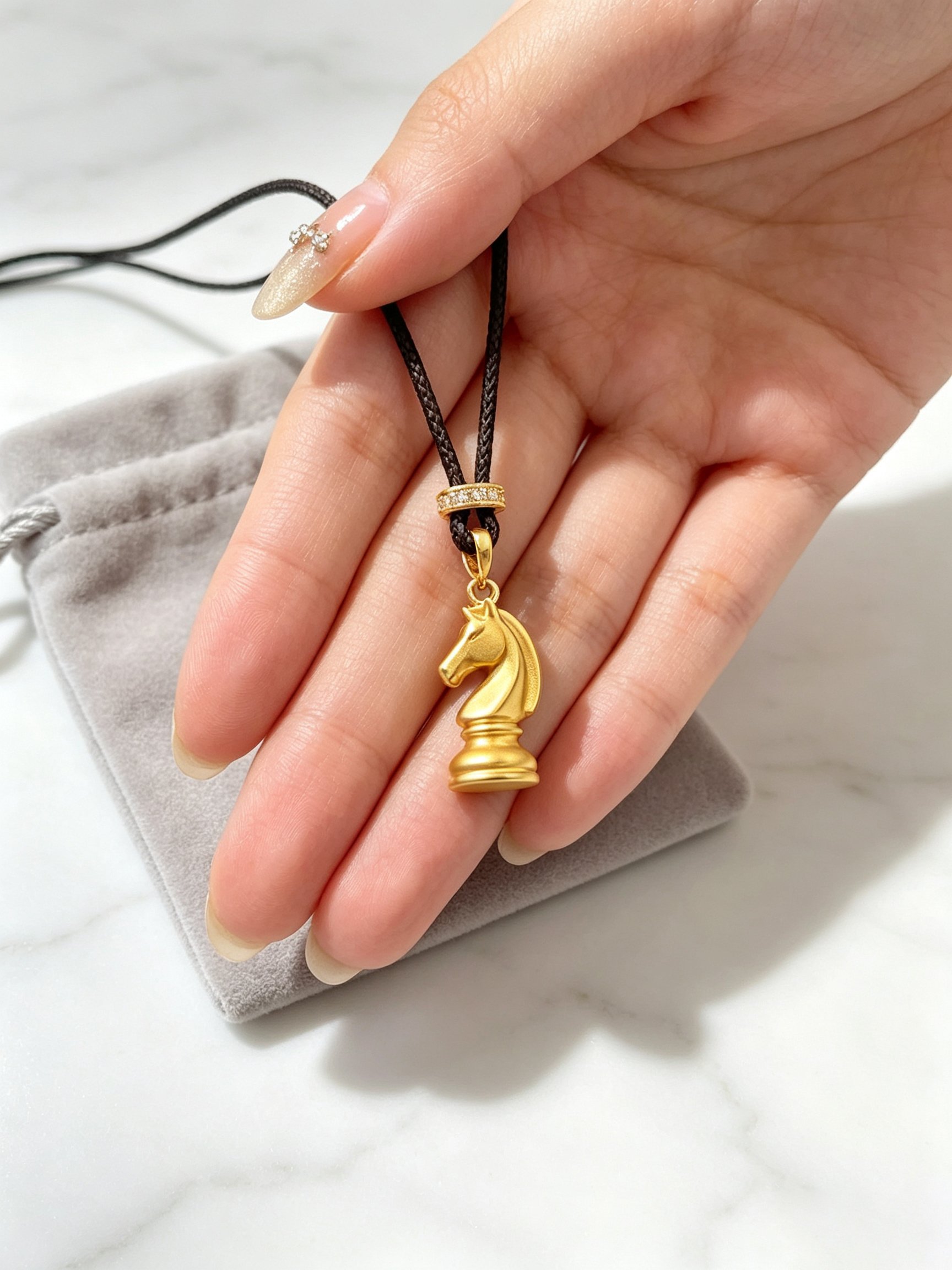 Golden Knight Chess Pendant Necklace