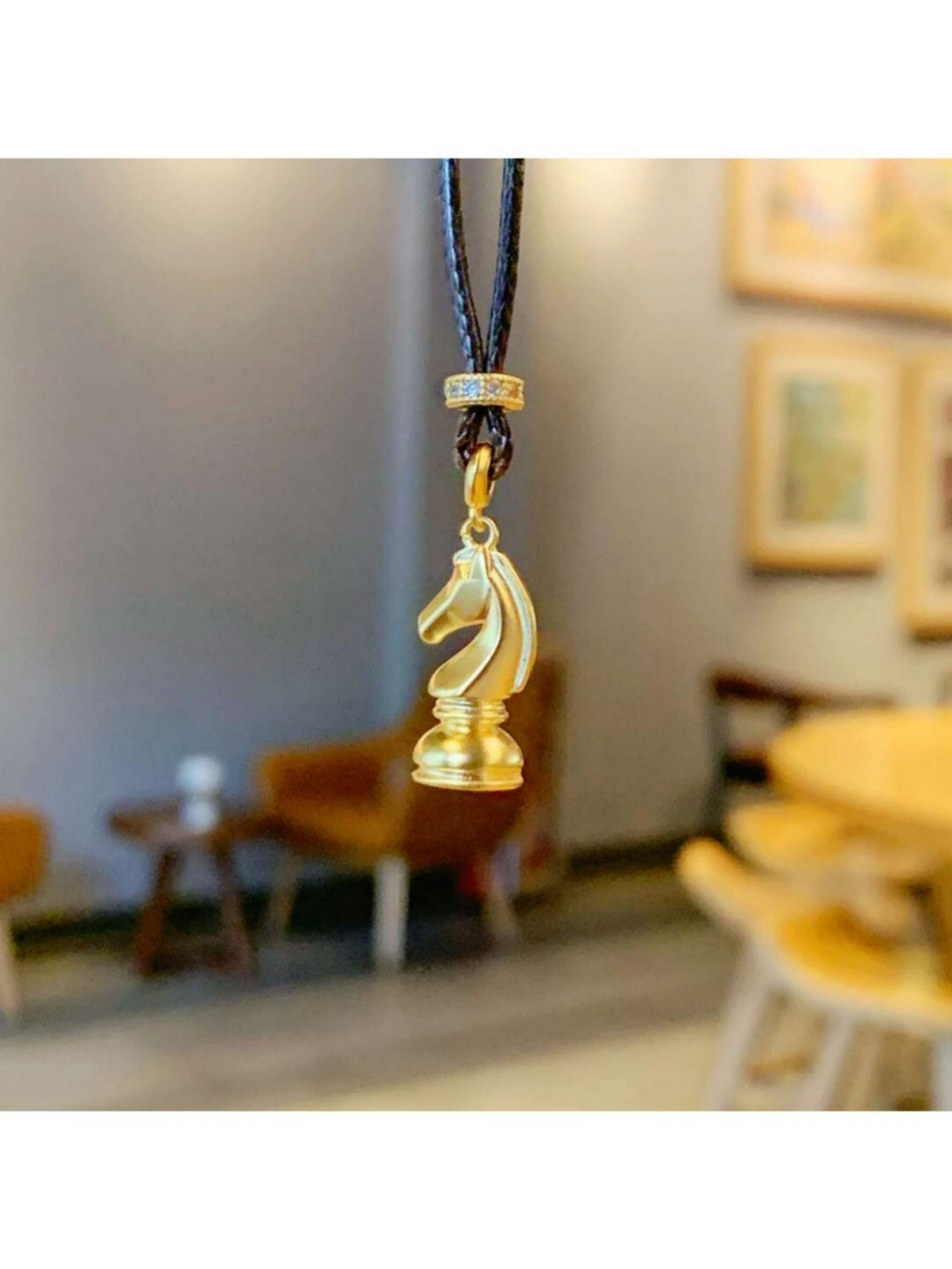 Golden Knight Chess Pendant Necklace
