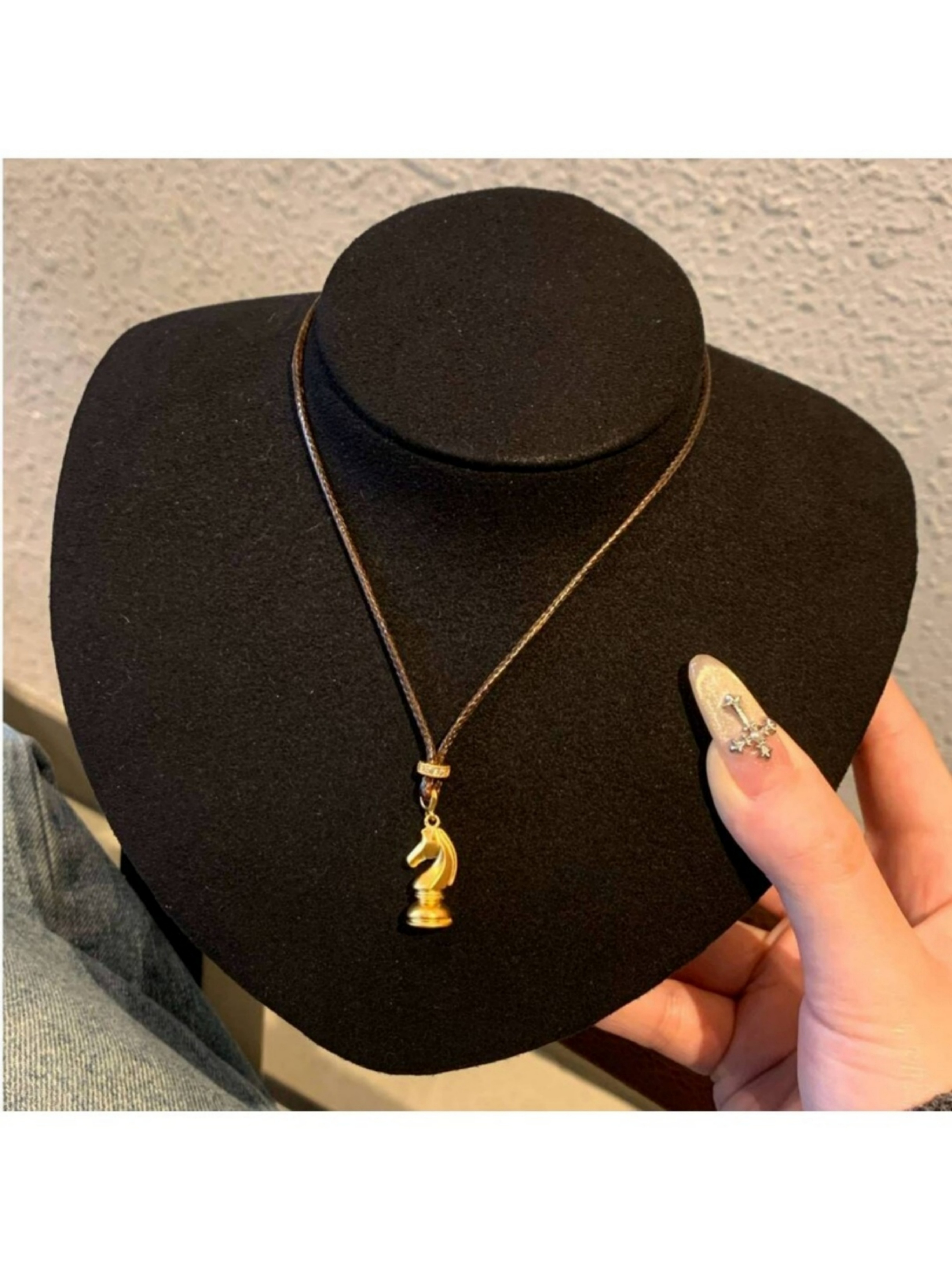 Golden Knight Chess Pendant Necklace