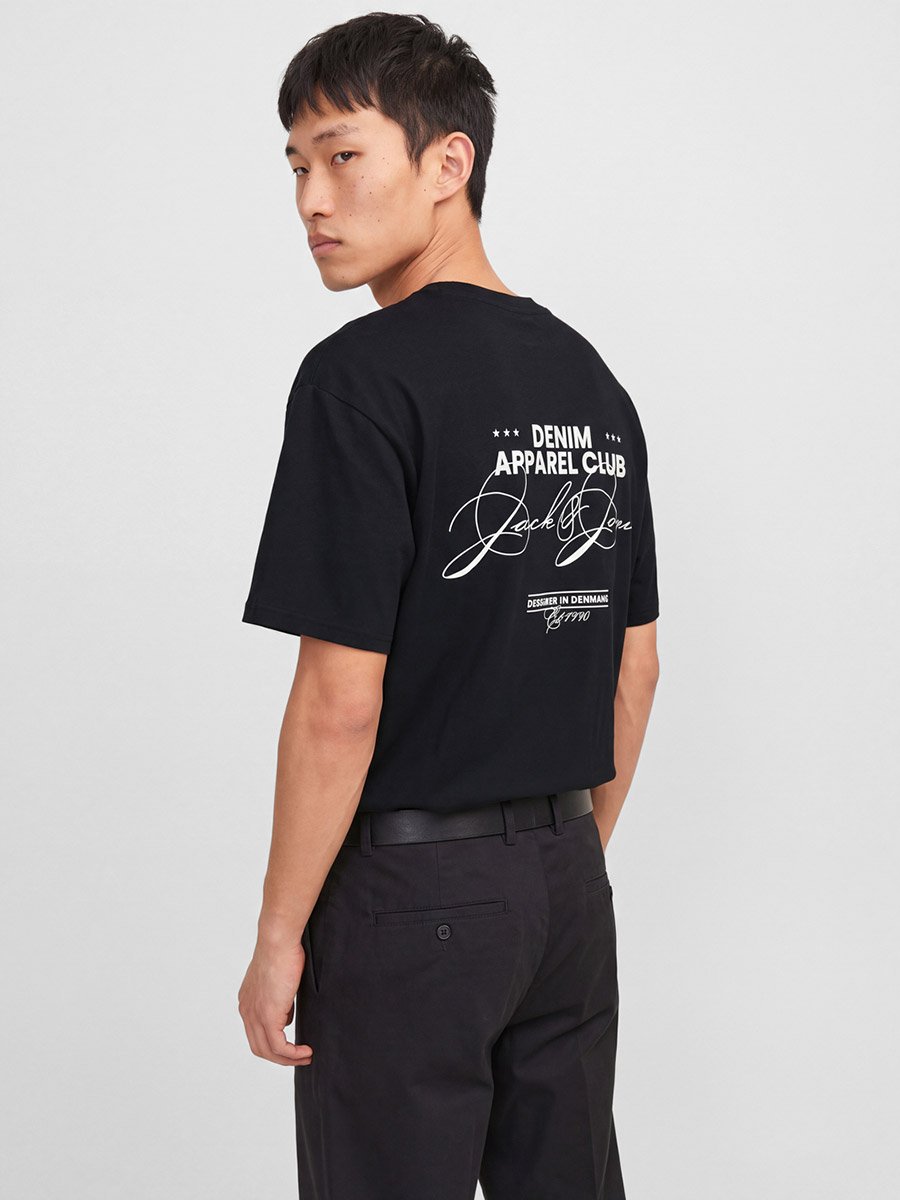 Black Cotton Graphic Crew Neck T-Shirt