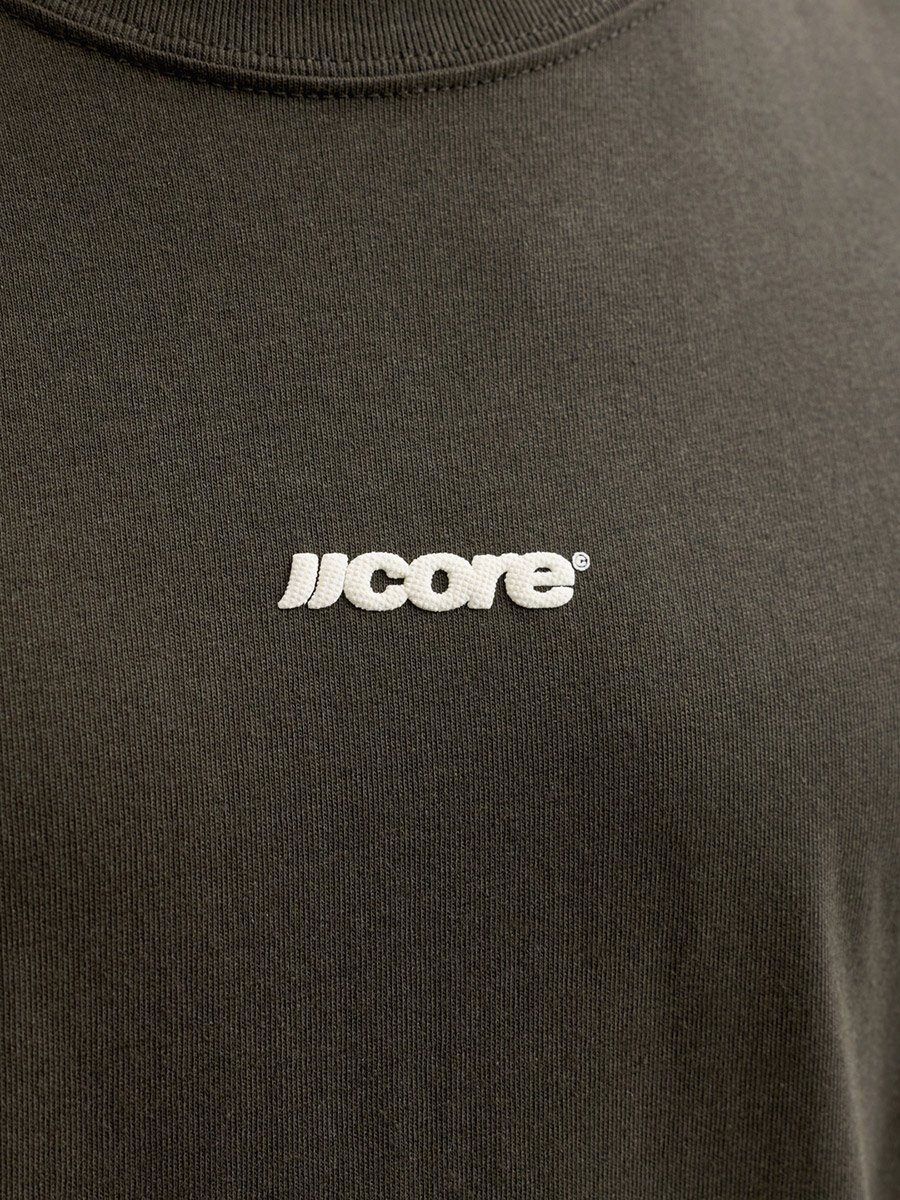 Olive Back Script Print Crew Neck T-Shirt