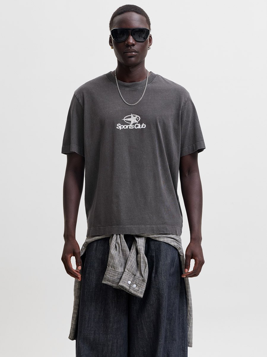 Grey Relaxed Fit Washed Cotton T-Shirt