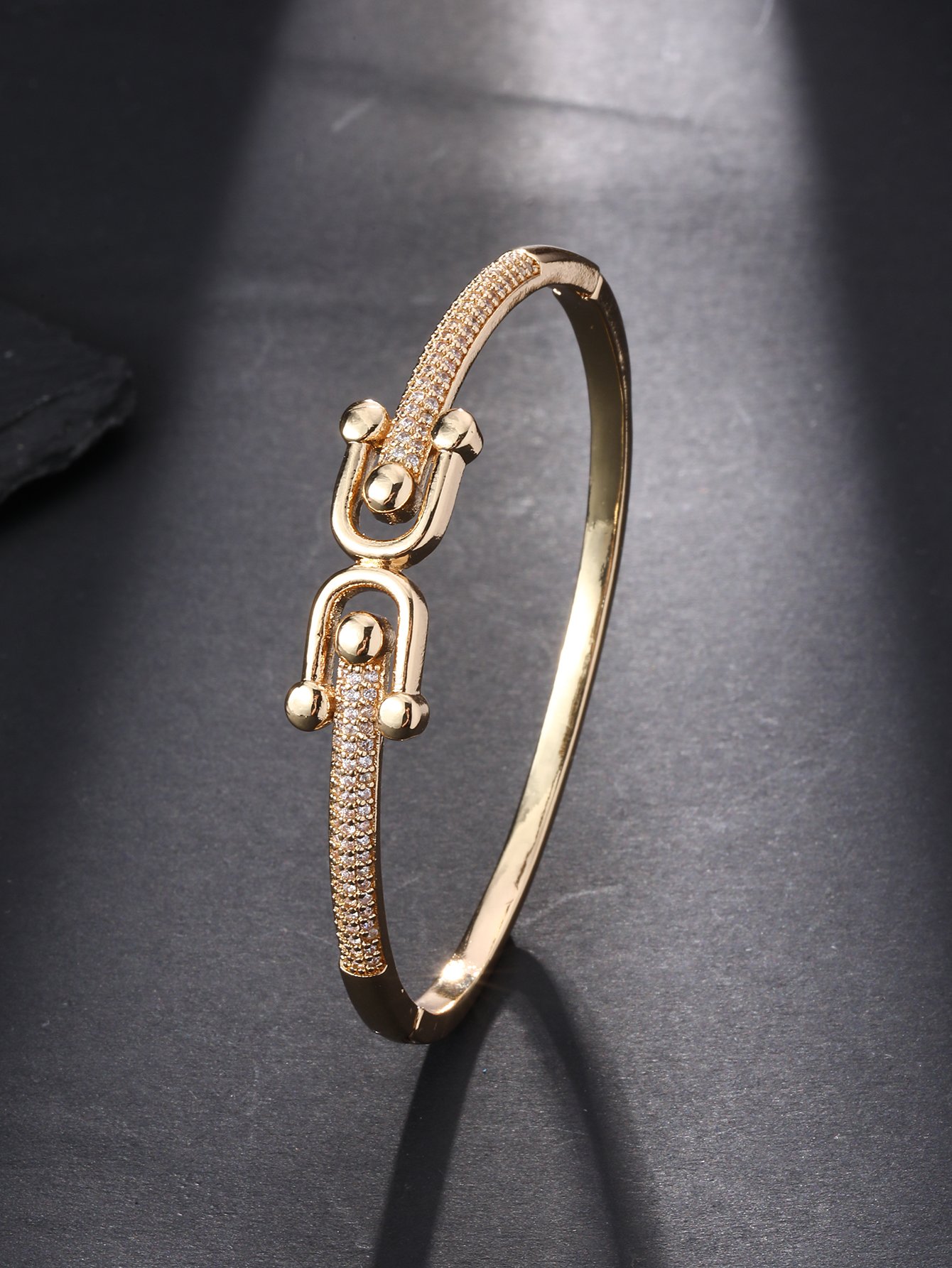 Horseshoe-Shaped Cubic Zirconia Bracelet