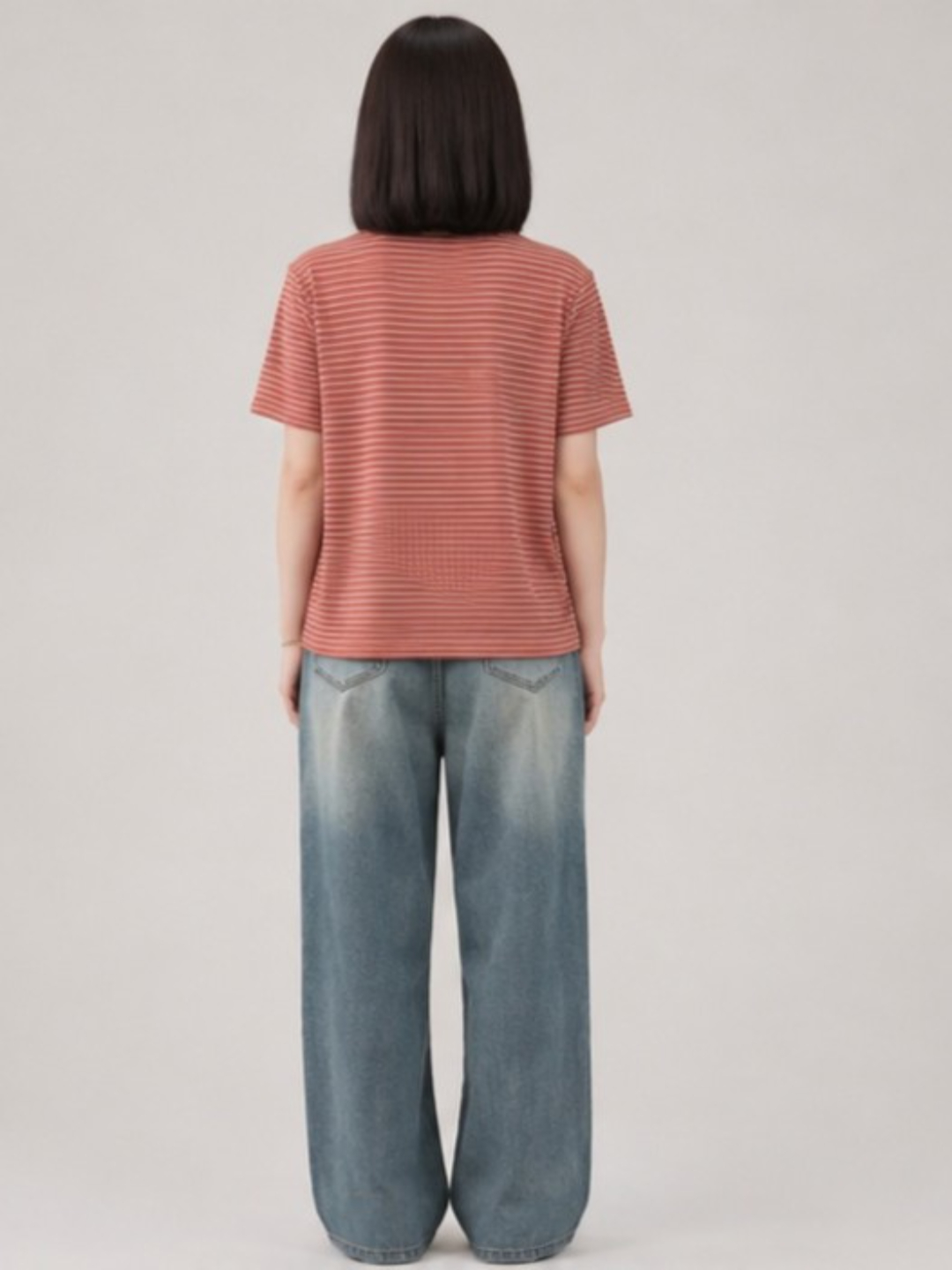 Red Striped V-Neck T-Shirt
