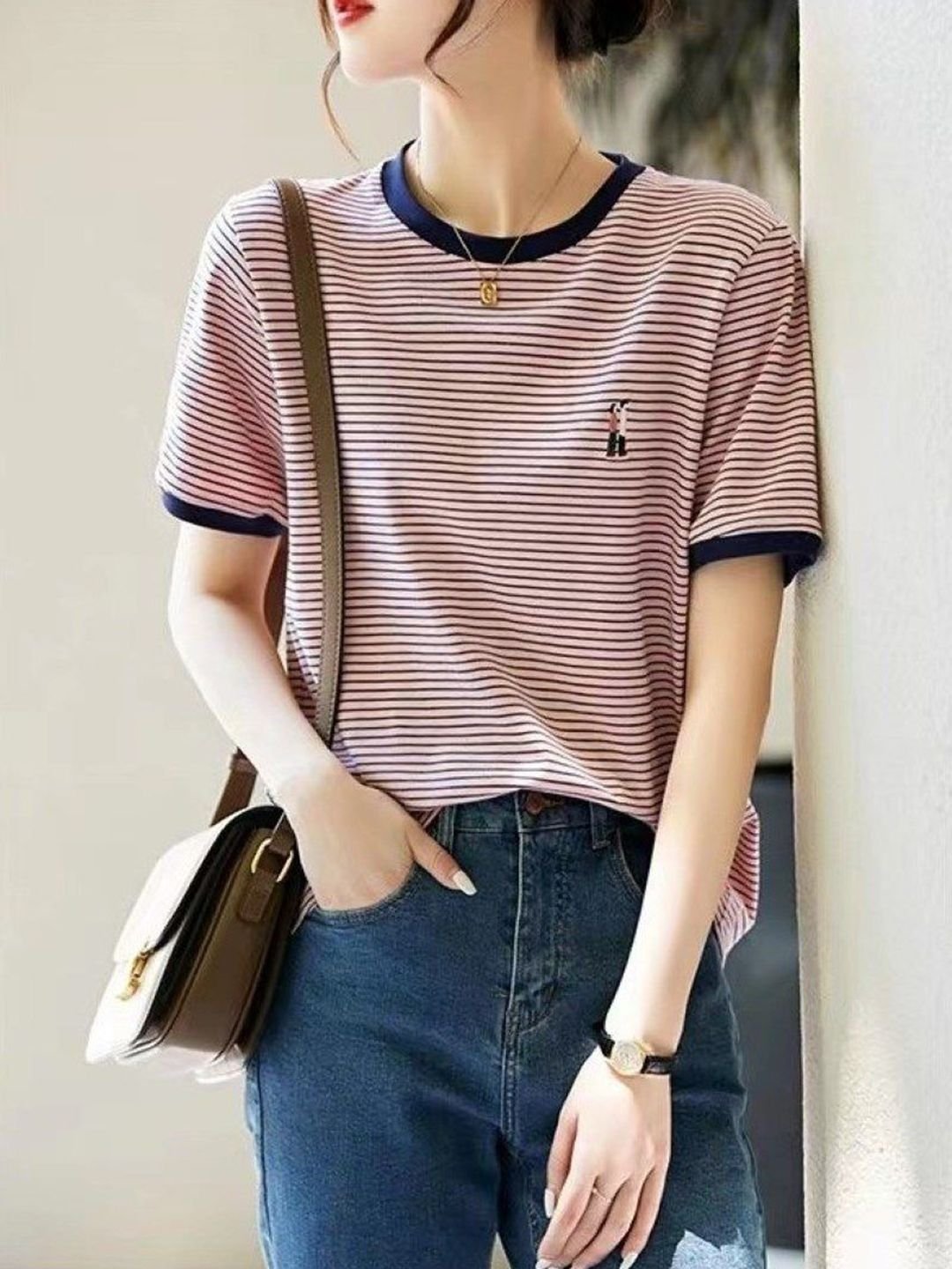 Striped Round Neck T-Shirt