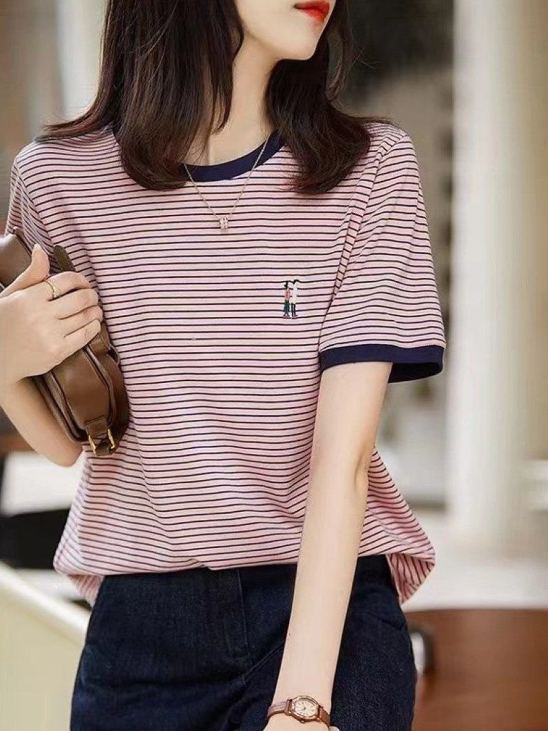 Striped Round Neck T-Shirt