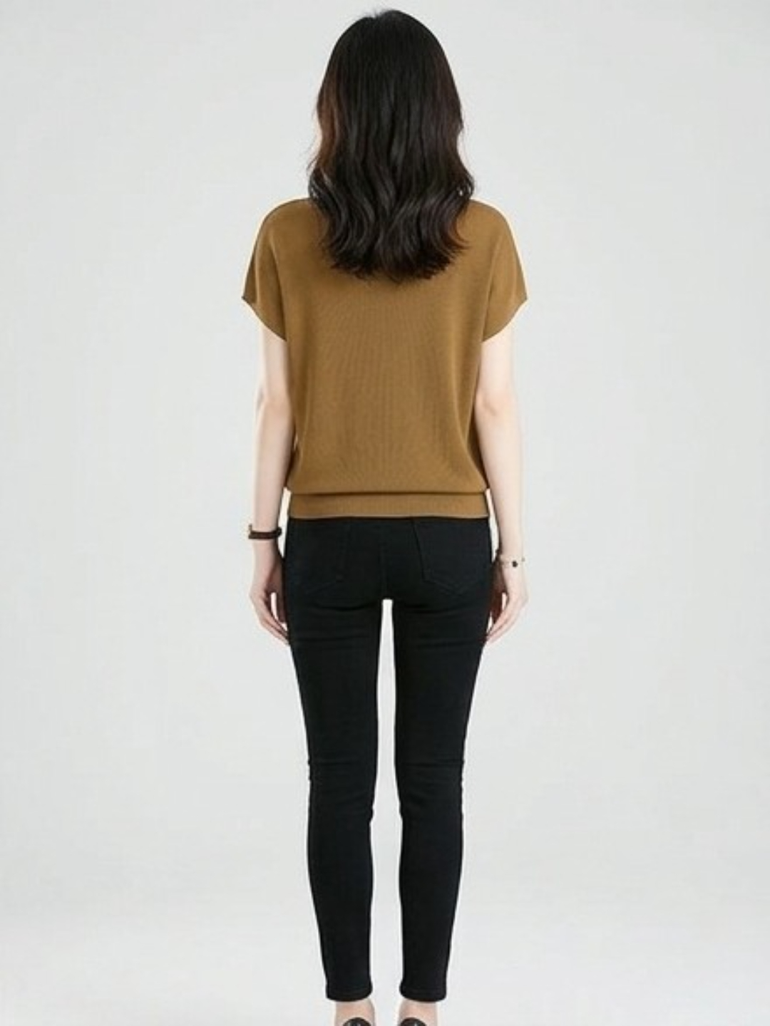 Golden Brown Scoop Neck Cap Sleeve T-Shirt