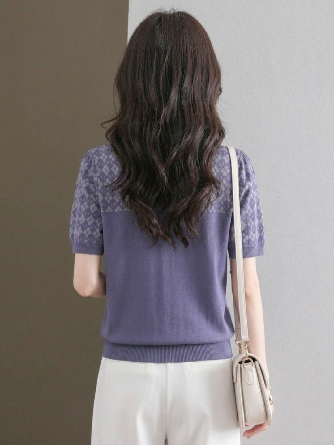Purple Woven Short Sleeve Top