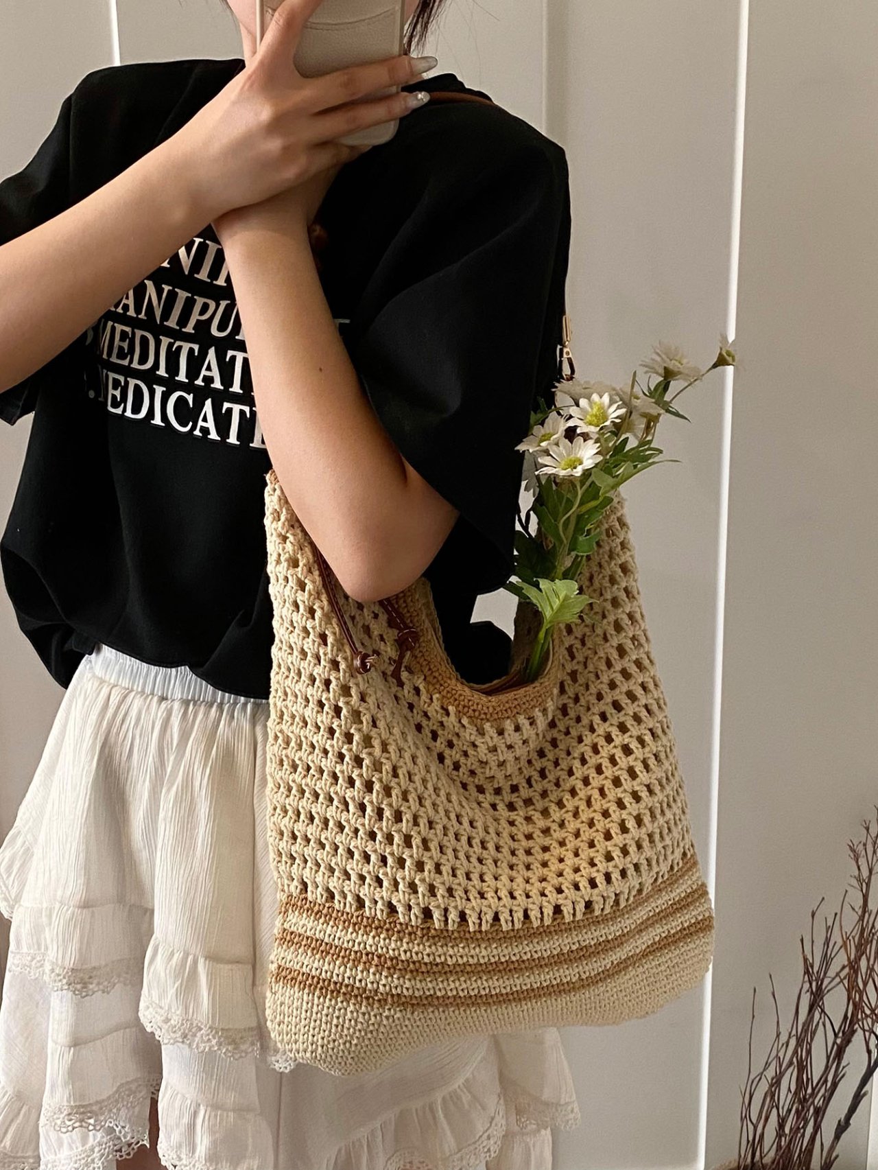 Crochet Knit Tote Bag